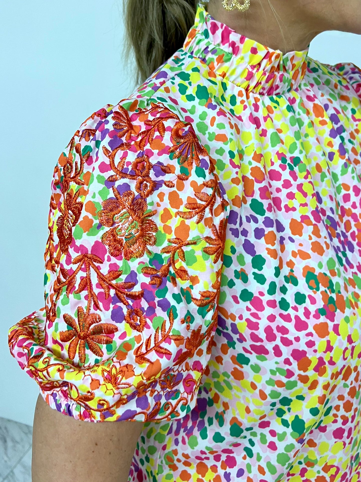 Spots Season Bright + Embroidered Top-FINAL SALE