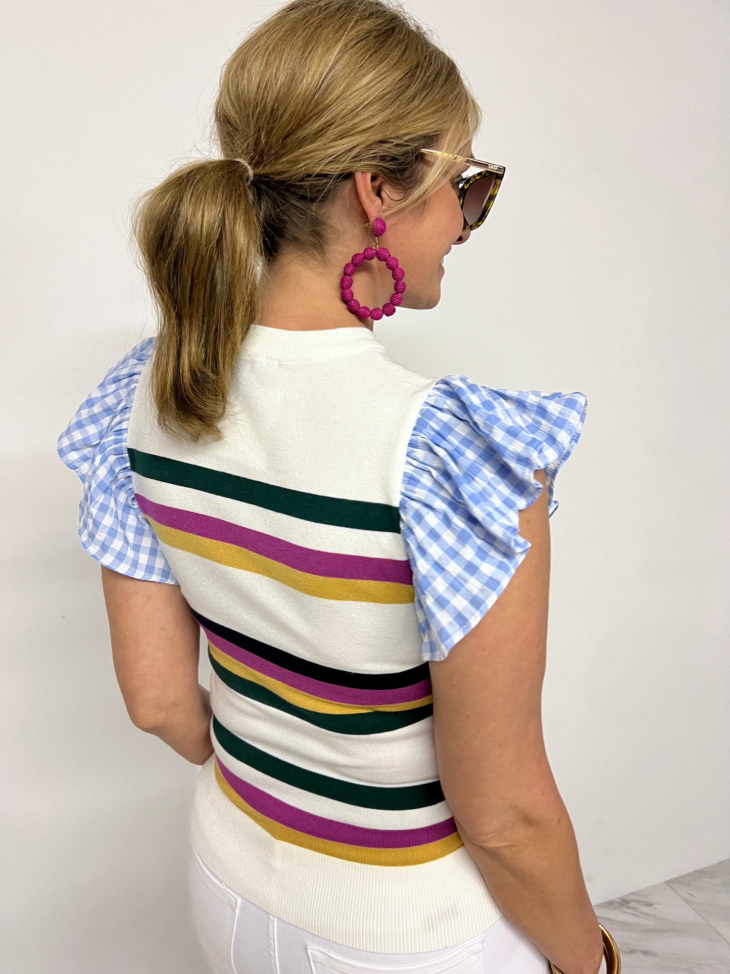On Your Mind Stripe + Gingham Top - FINAL SALE