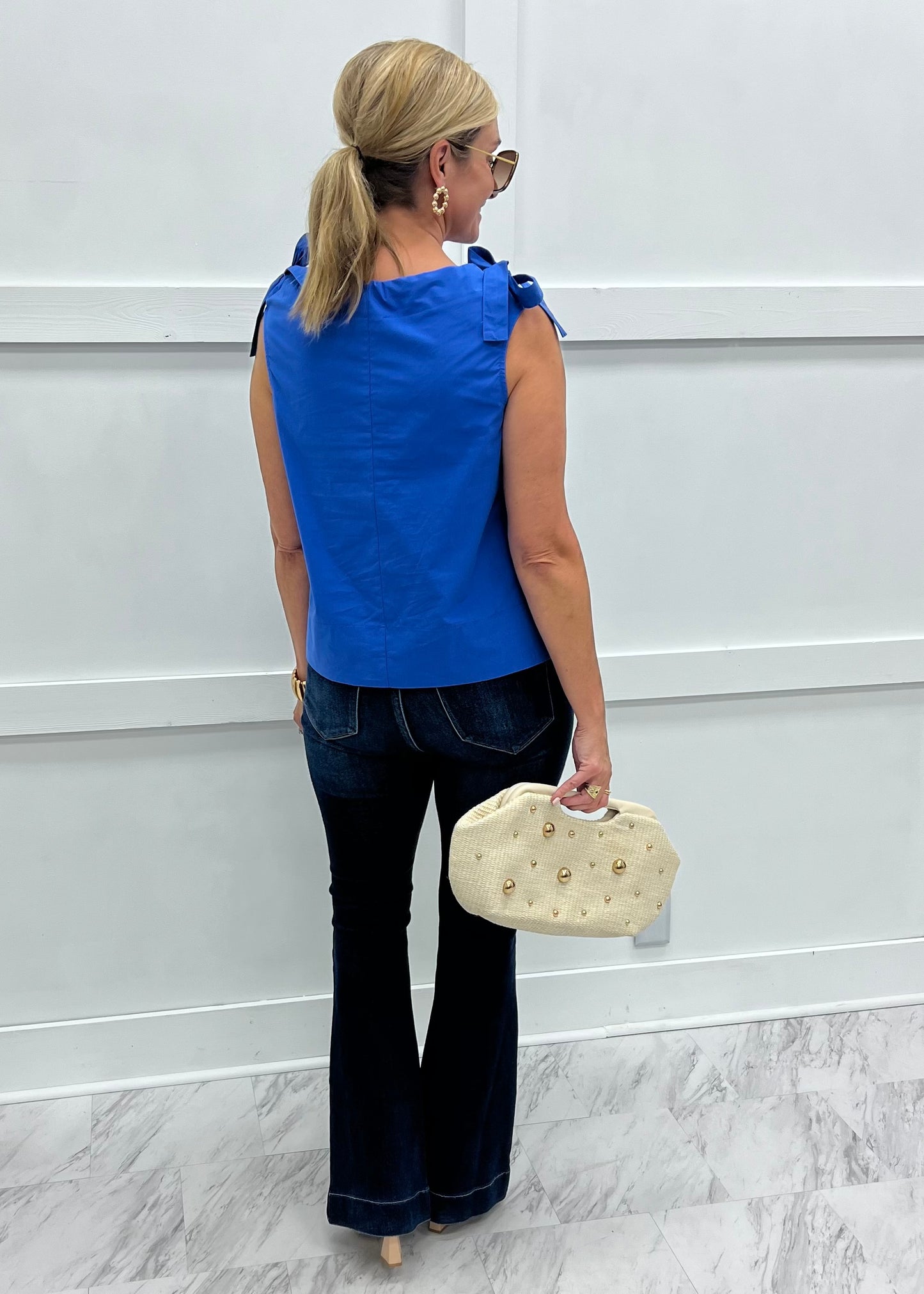 Brilliant Blue Tie Detail Top-FINAL SALE