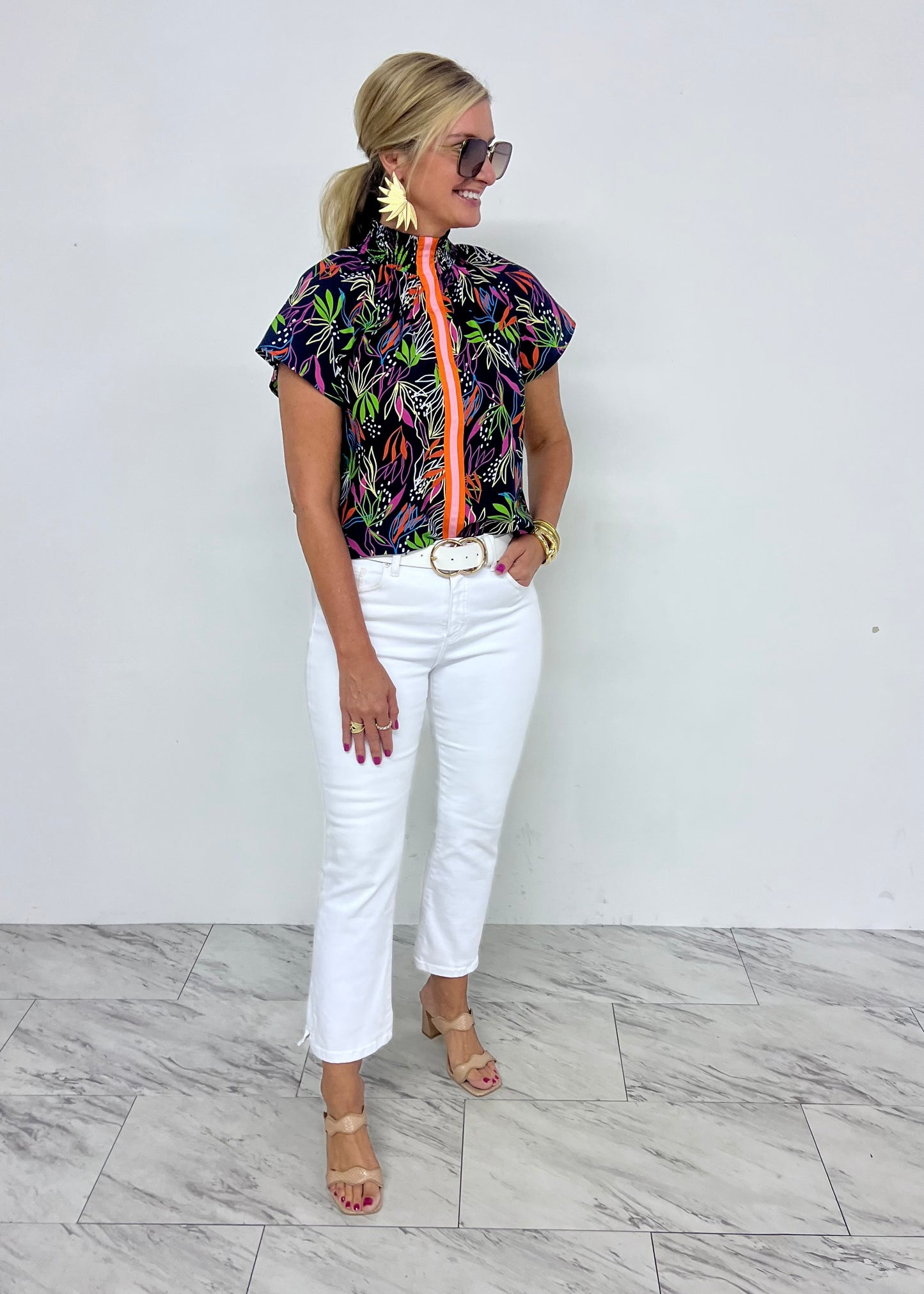 Lawson Print + Stripe Top-FINAL SALE