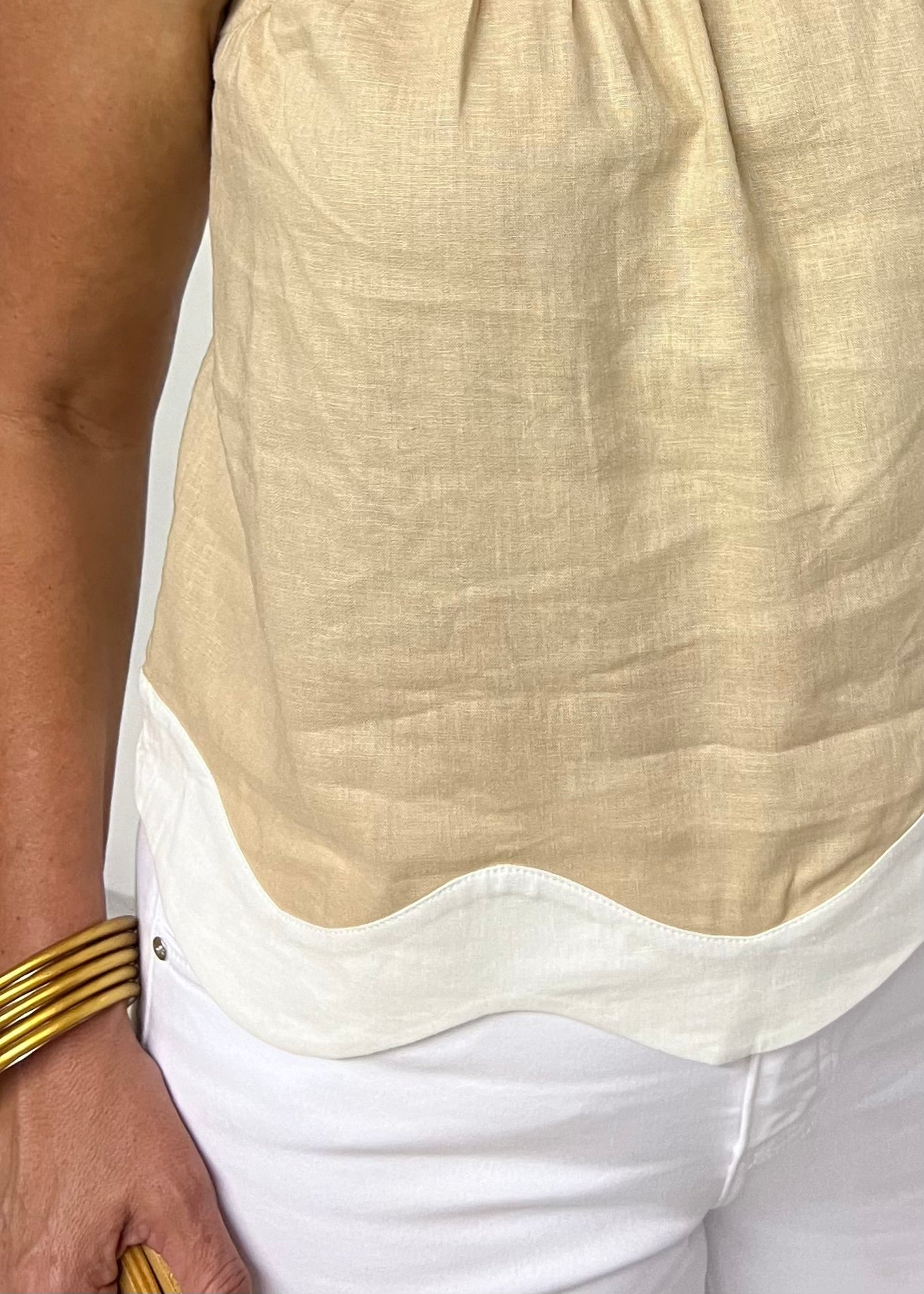 Sunday Scallop Tank Top (Taupe)-FINAL SALE