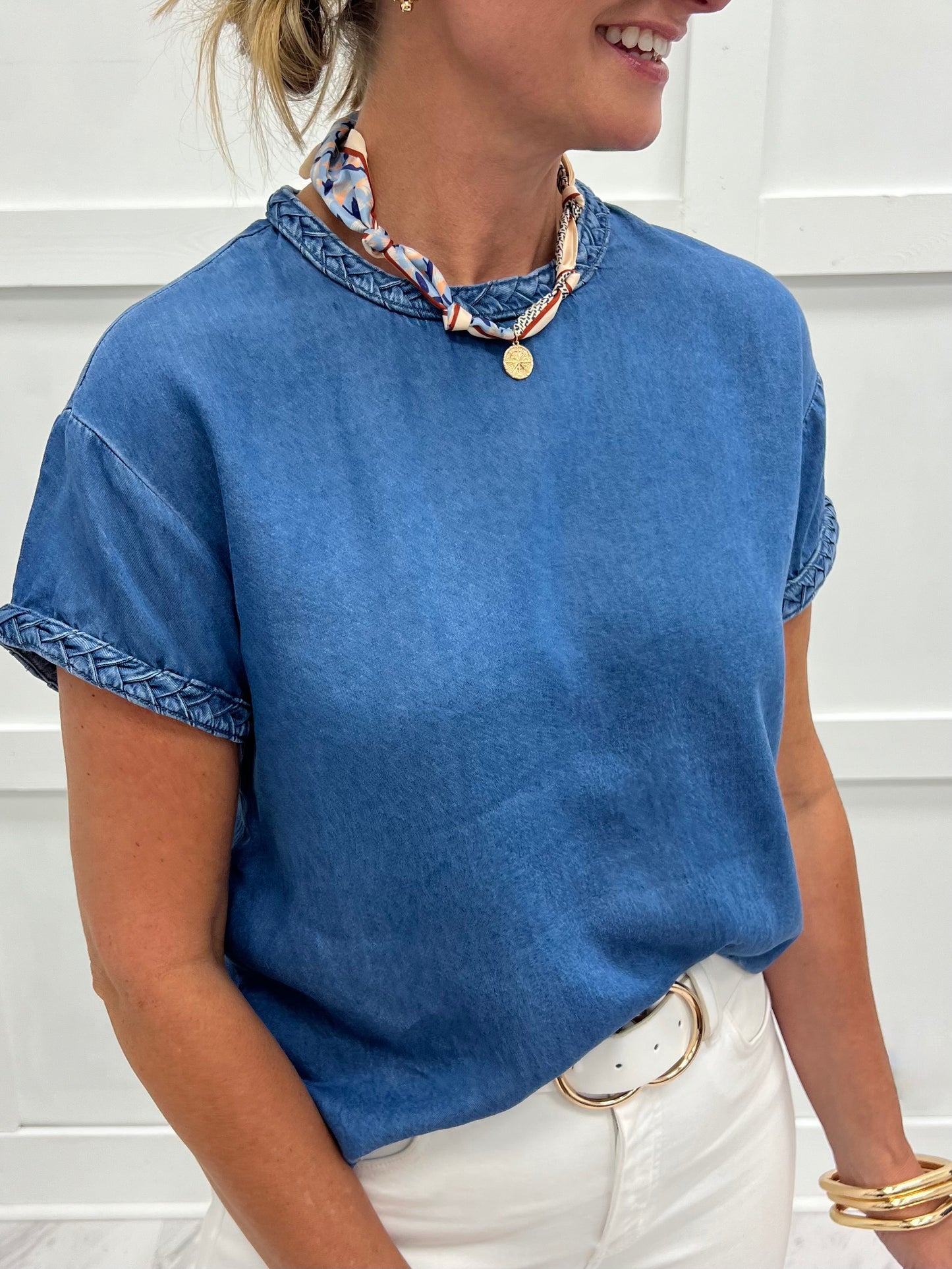 The Weston Denim Braid Top