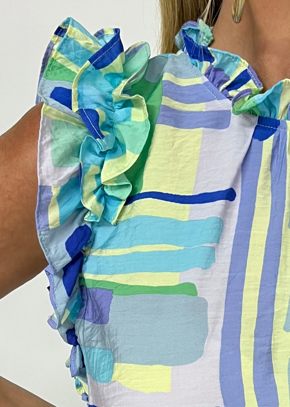 Laguna Blues Flutter Sleeve Top-FINAL SALE