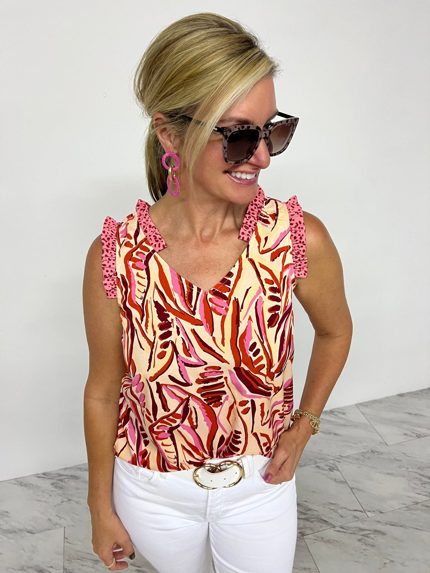 Anastasia Mix Print Tank Top-FINAL SALE