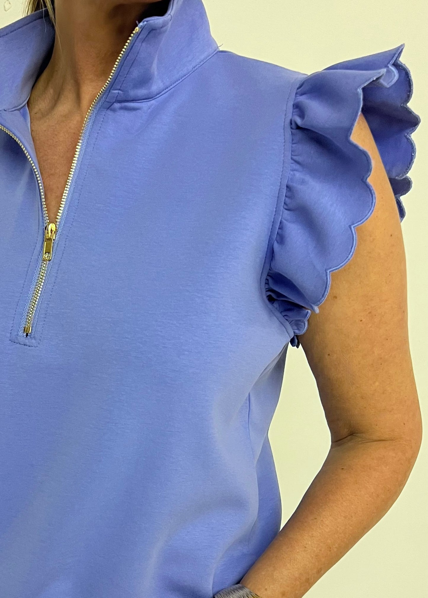 Adley Scallop + Zipper Top (Periwinkle)-FINAL SALE