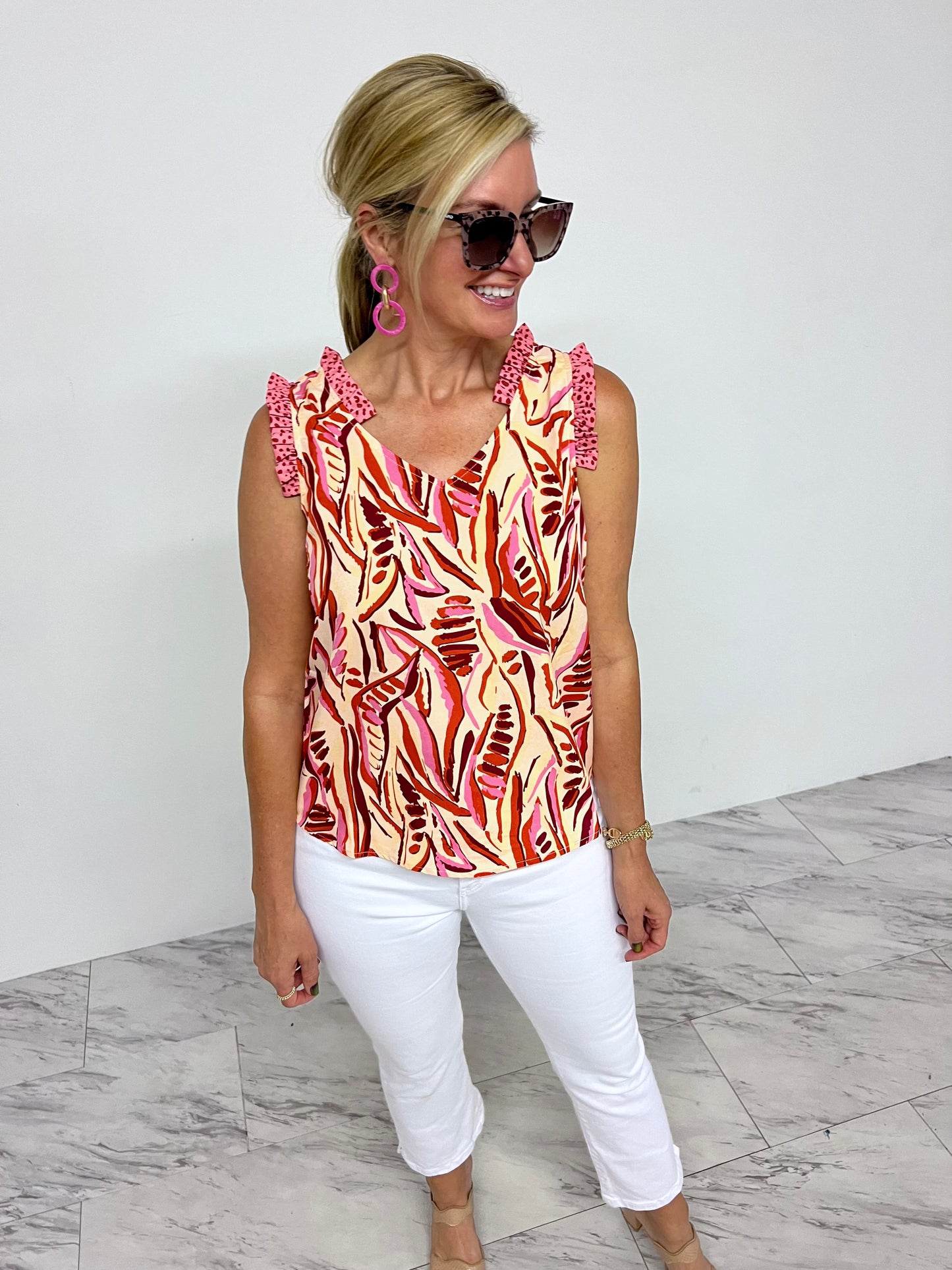 Anastasia Mix Print Tank Top-FINAL SALE