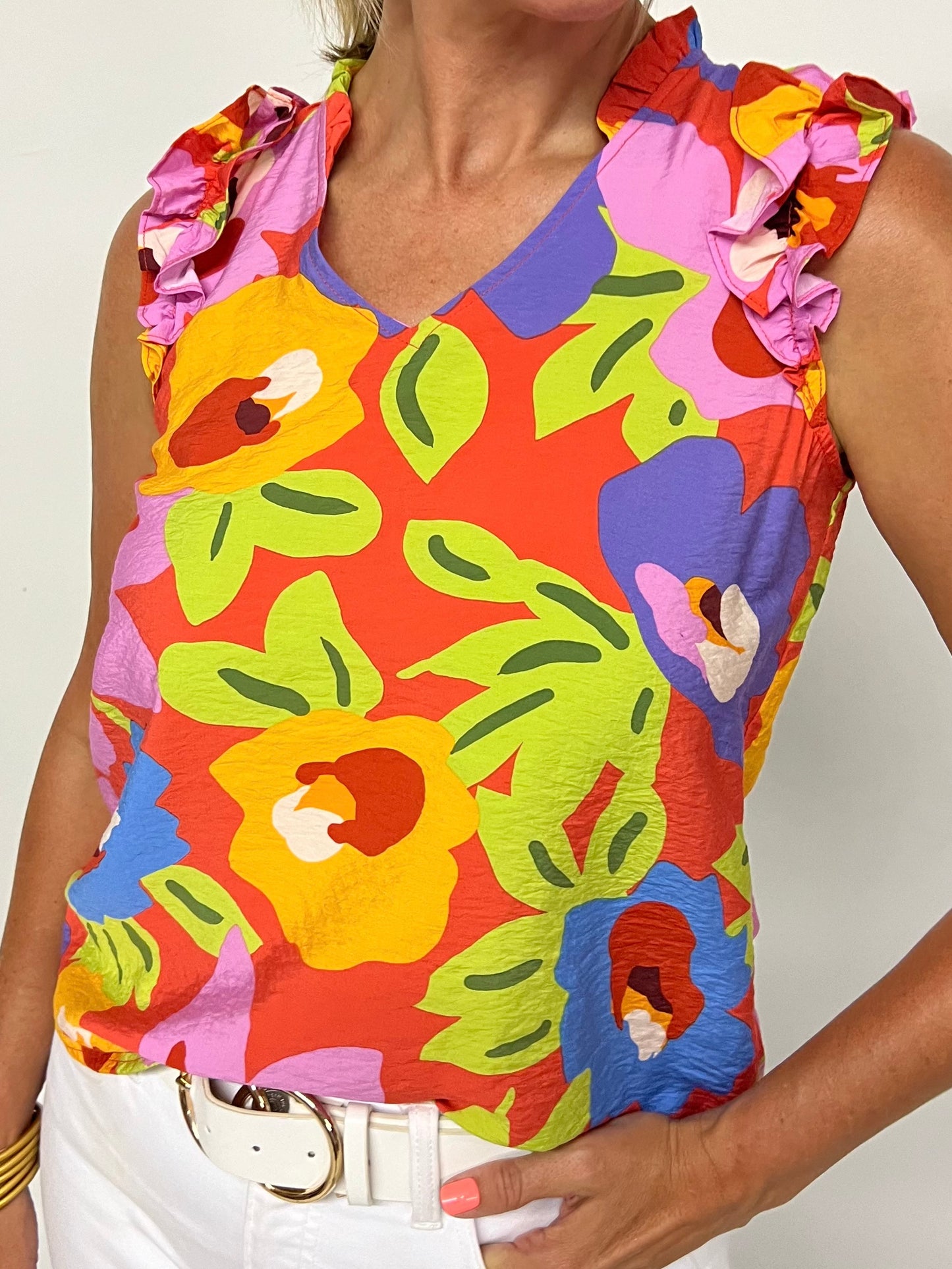 Paloma Print + Ruffle Top-FINAL SALE