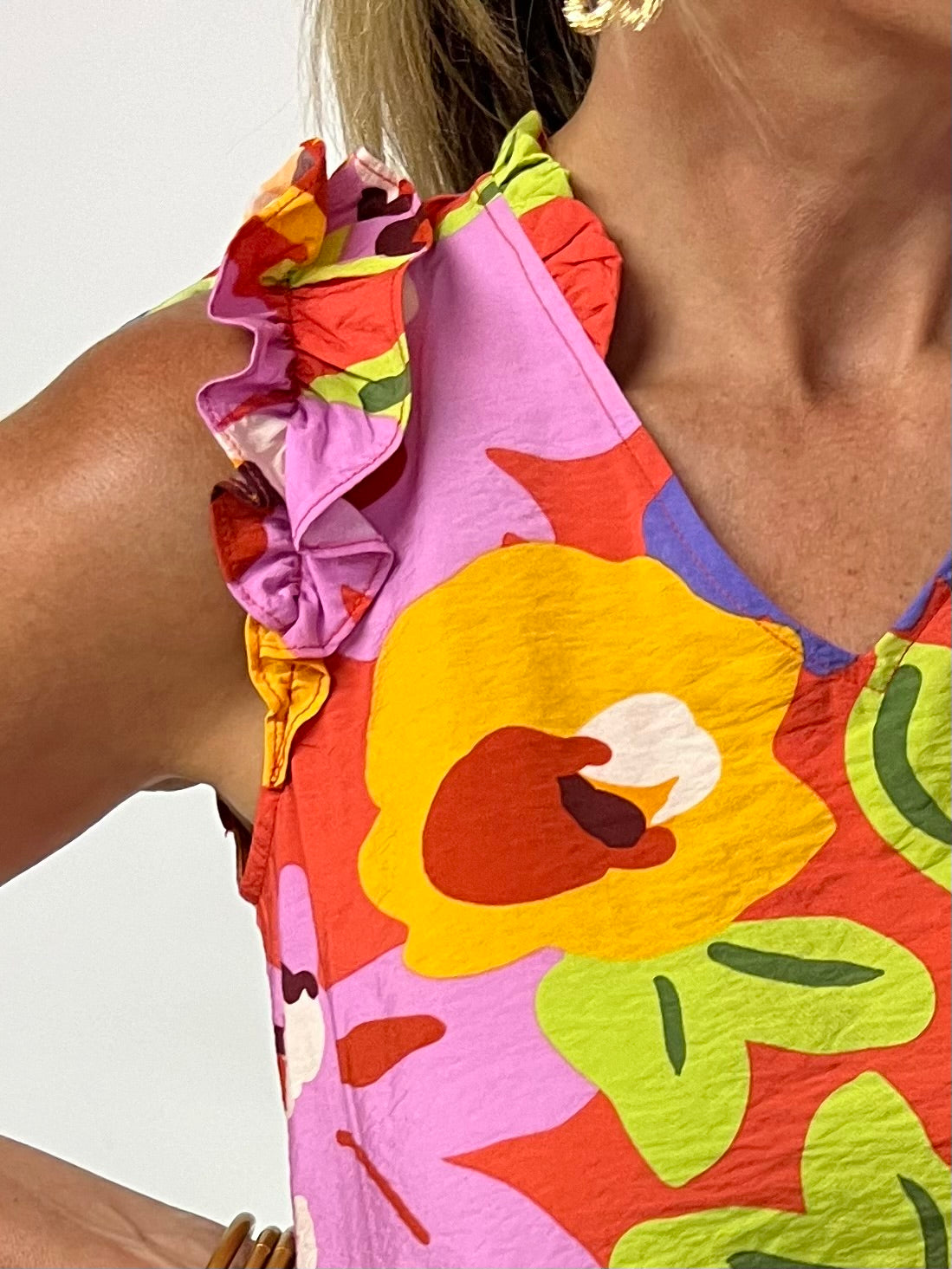 Paloma Print + Ruffle Top-FINAL SALE