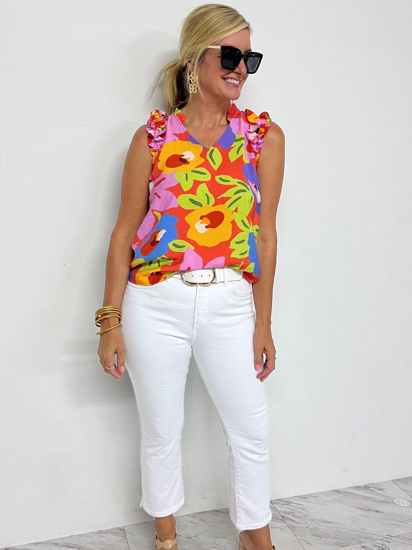 Paloma Print + Ruffle Top-FINAL SALE