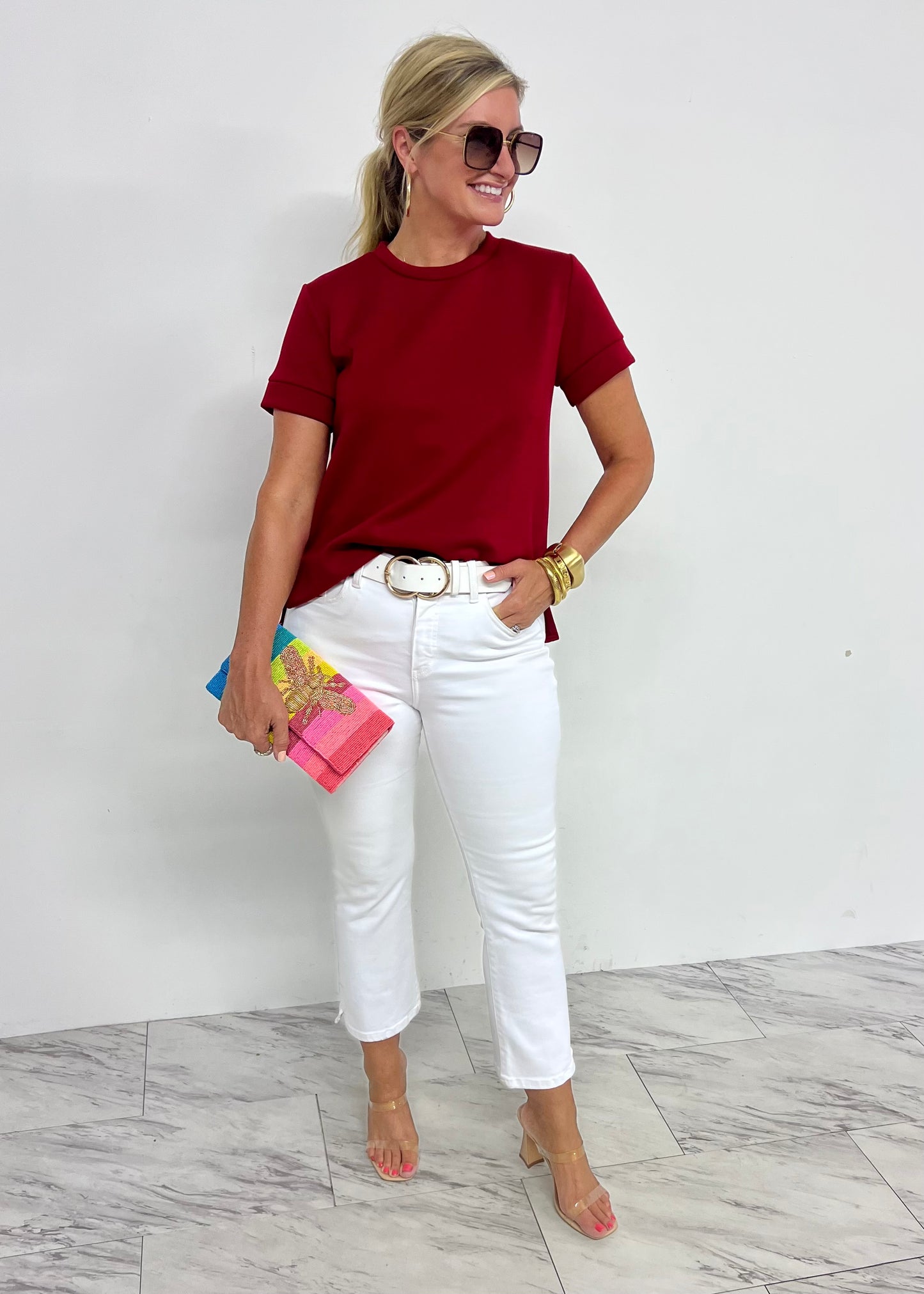 Gal On The Go Scuba Top (Red)