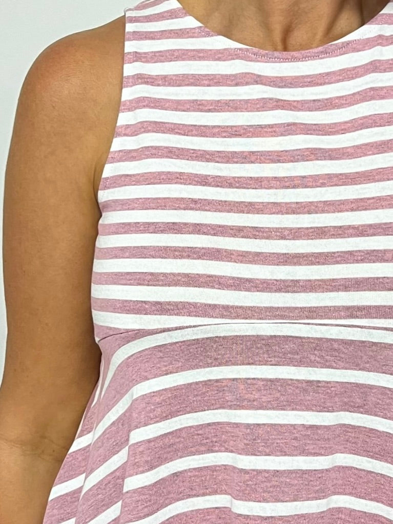 Chicago Stripe Tank Top (Bubble Gum)- FINAL SALE