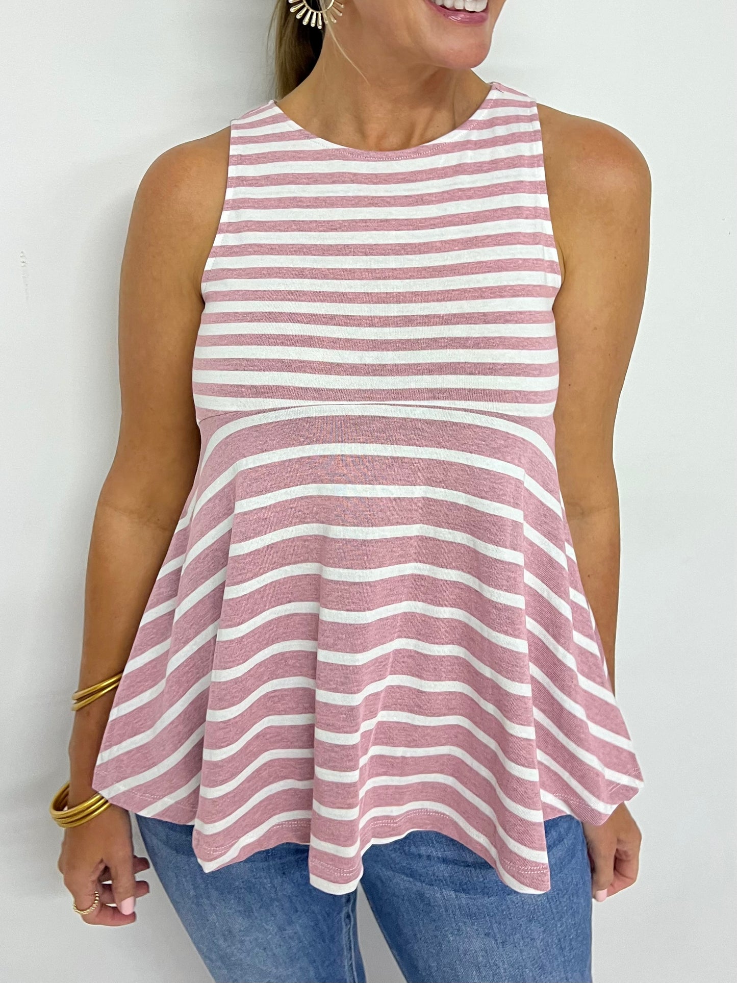 Chicago Stripe Tank Top (Bubble Gum)- FINAL SALE