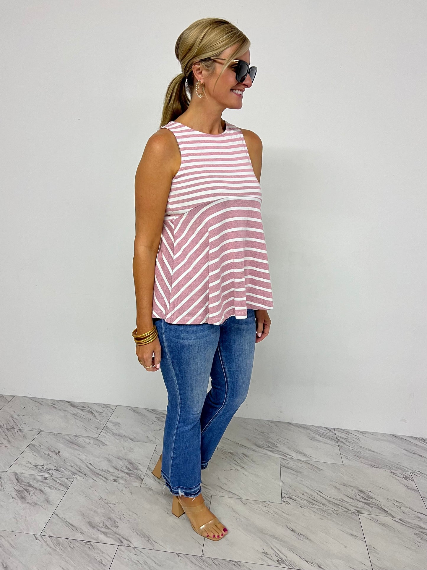 Chicago Stripe Tank Top (Bubble Gum)- FINAL SALE