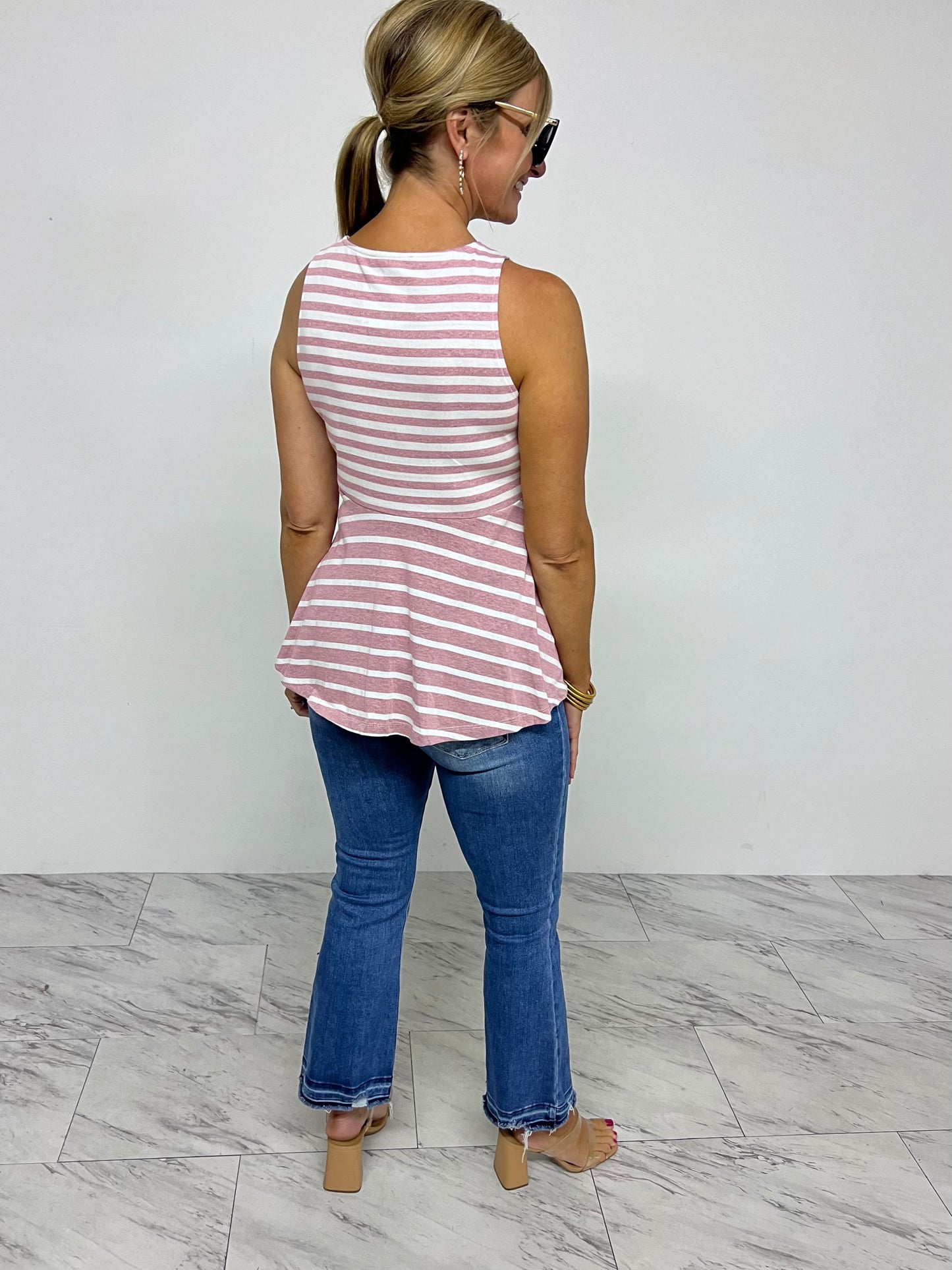 Chicago Stripe Tank Top (Bubble Gum)- FINAL SALE