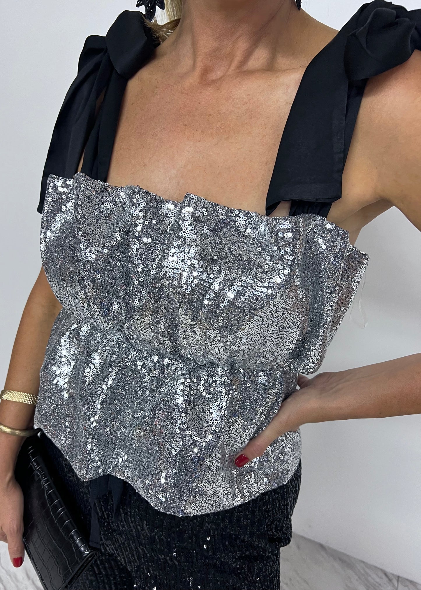 Midnight Sparkle Silver Top-FINAL SALE