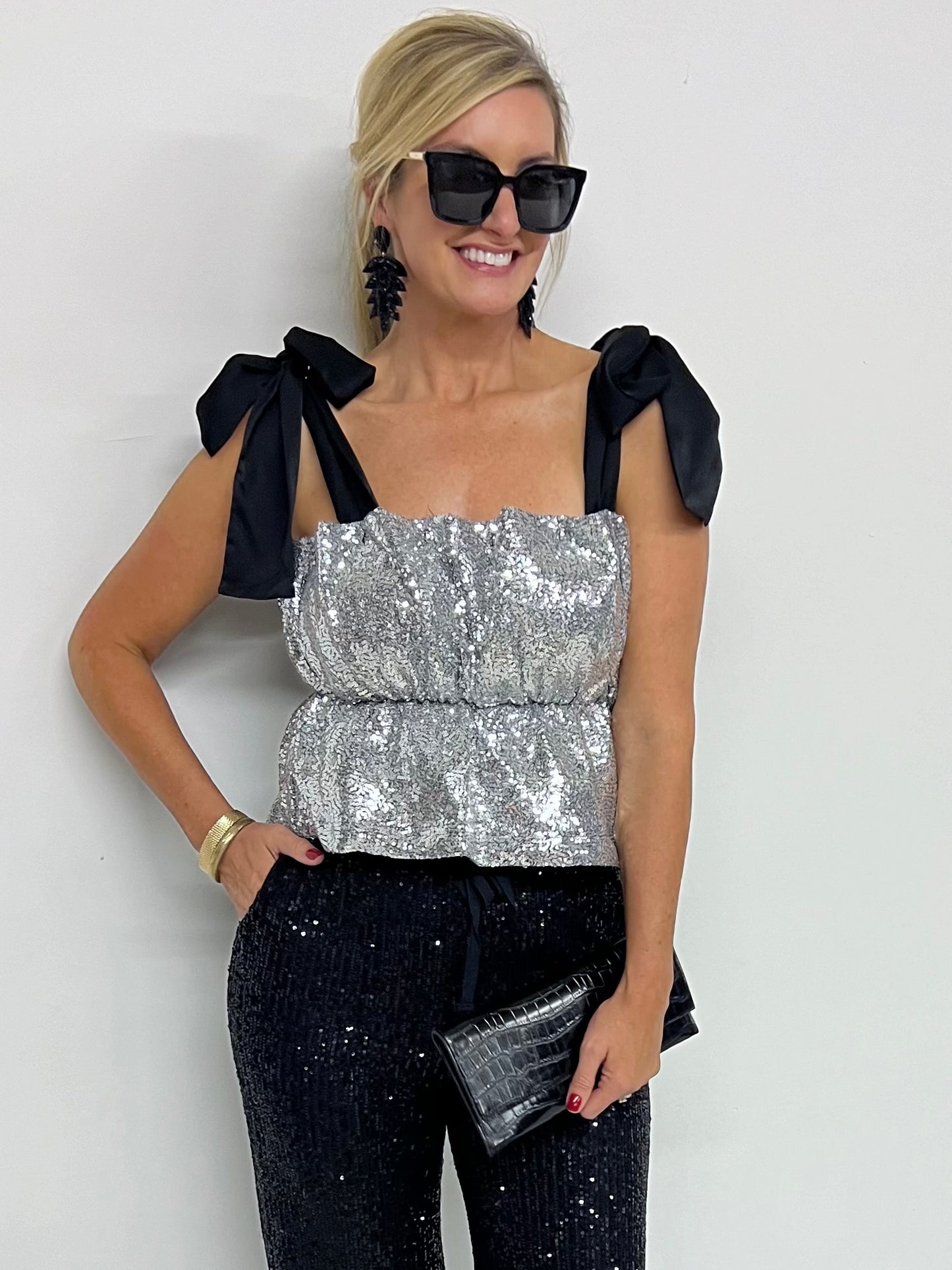 Midnight Sparkle Silver Top-FINAL SALE