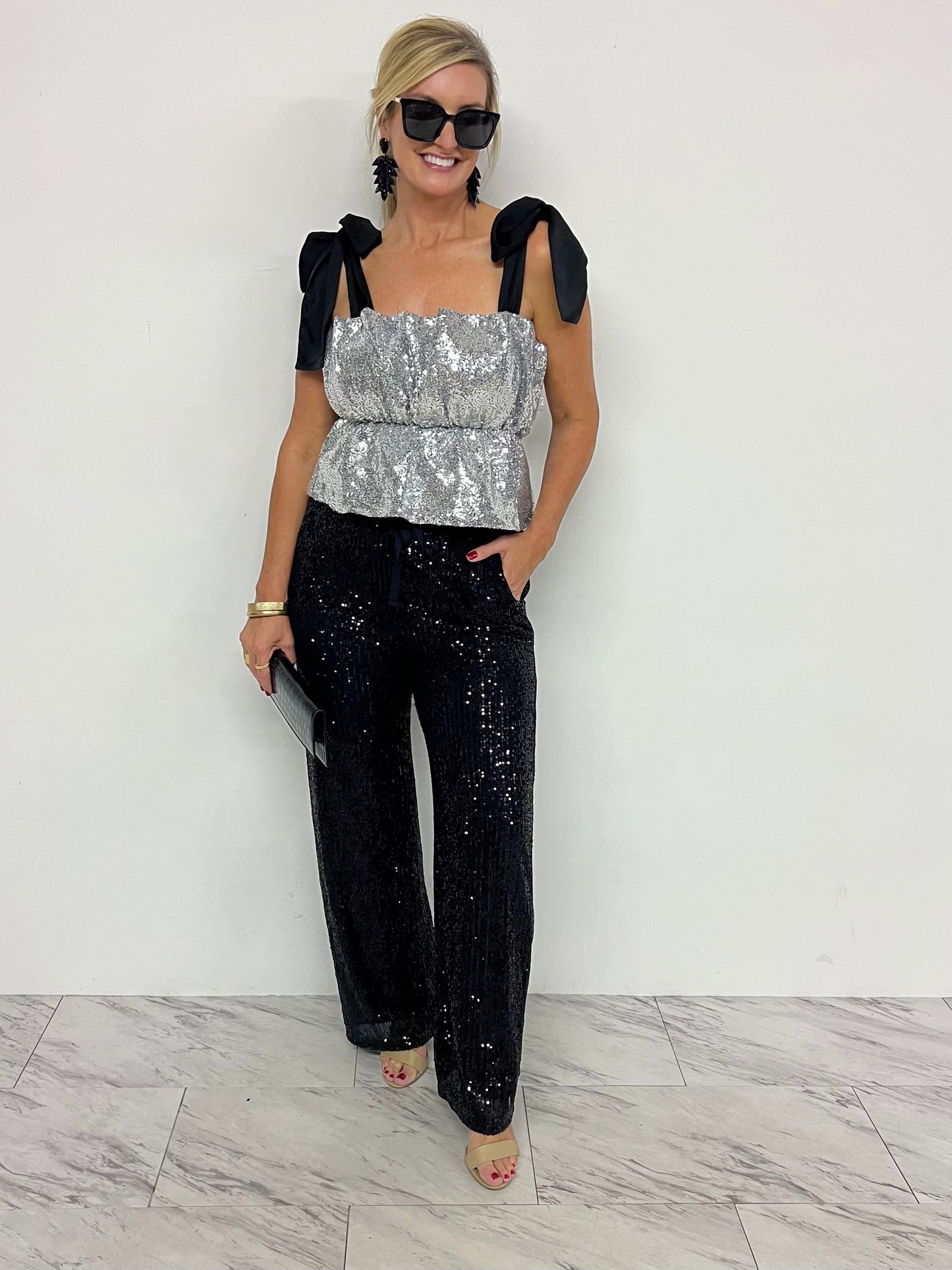 Midnight Sparkle Silver Top-FINAL SALE