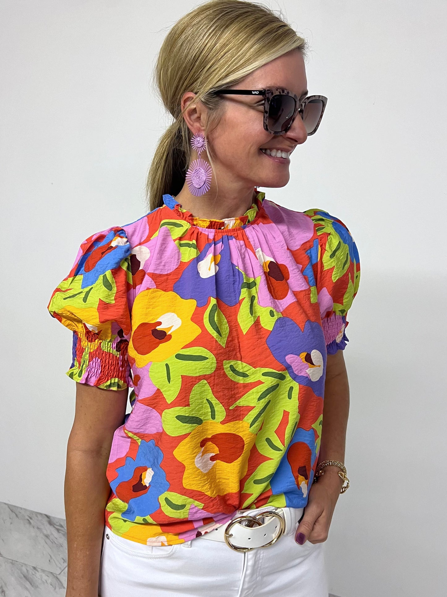 Garden Delight Smocked Sleeve Top - FINAL SALE