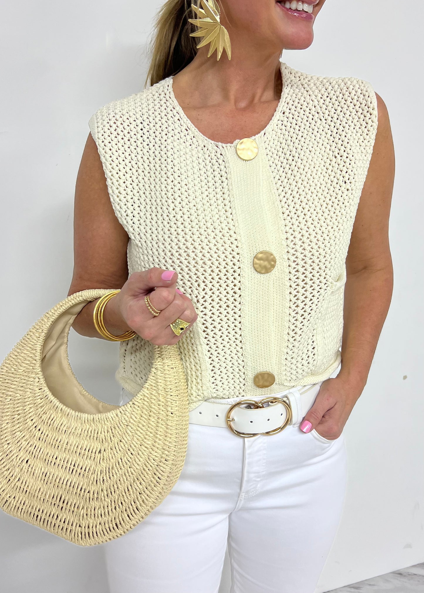 Gemma Gold Button Sweater-FINAL SALE