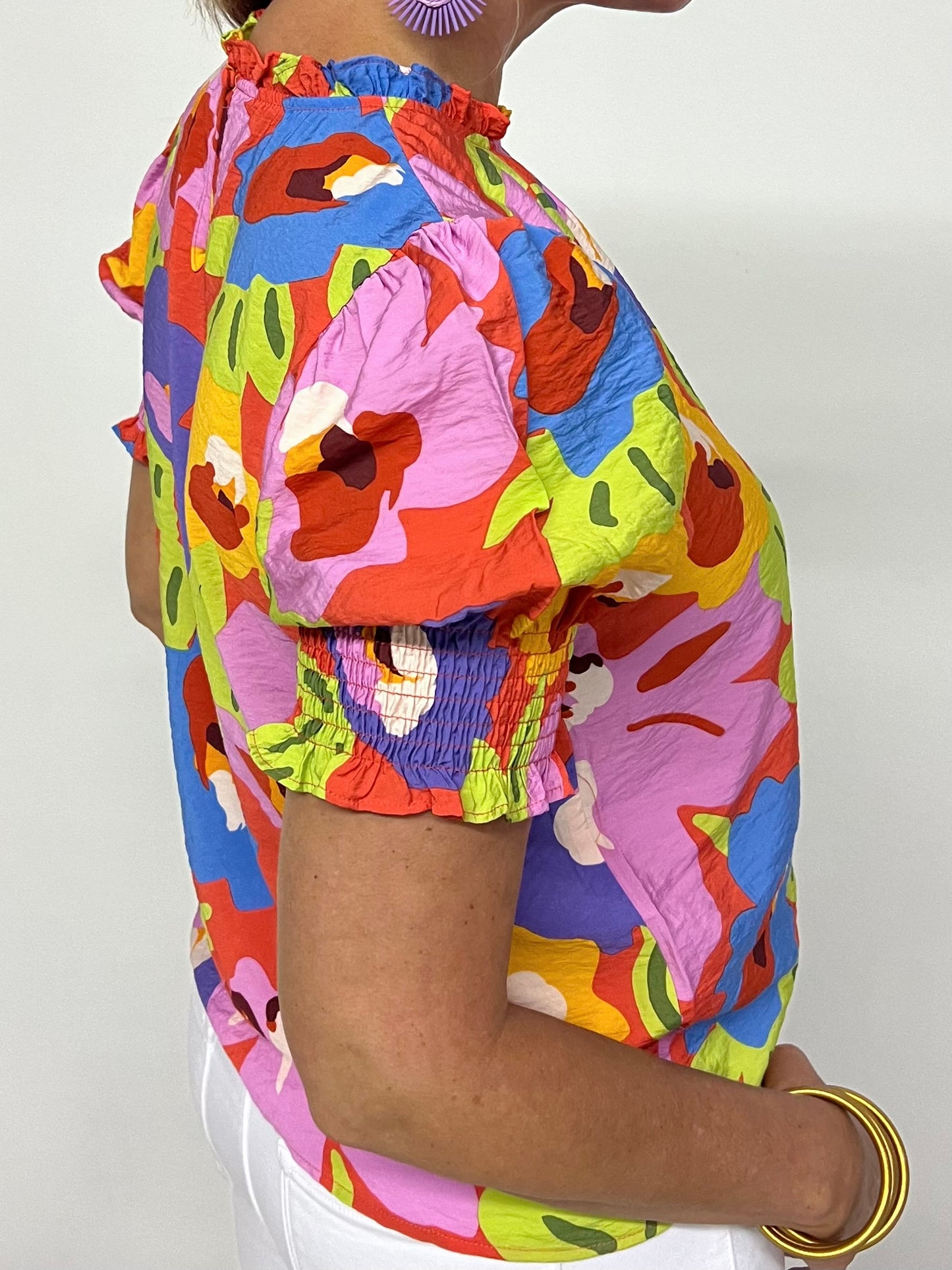 Garden Delight Smocked Sleeve Top - FINAL SALE