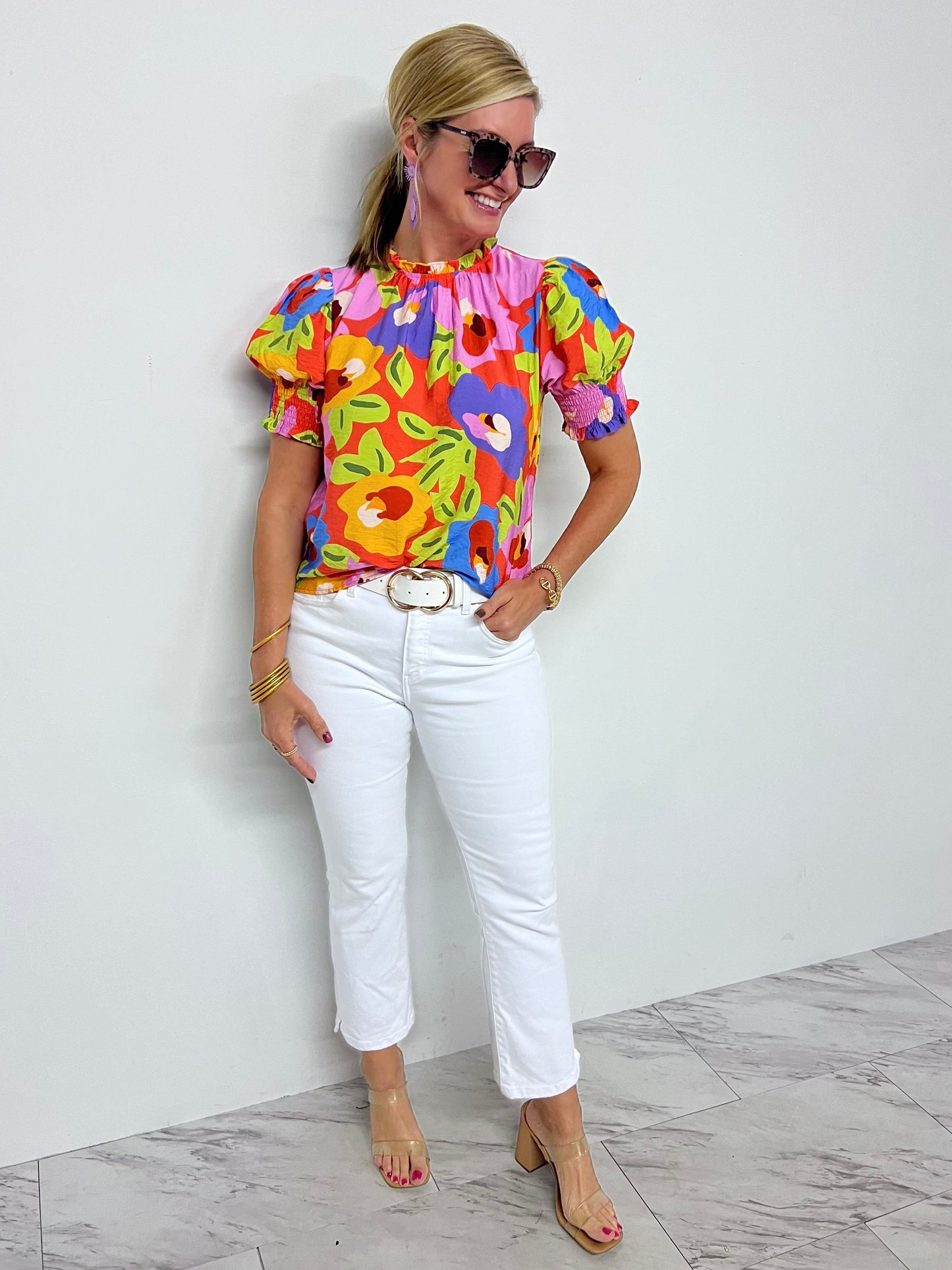 Garden Delight Smocked Sleeve Top - FINAL SALE