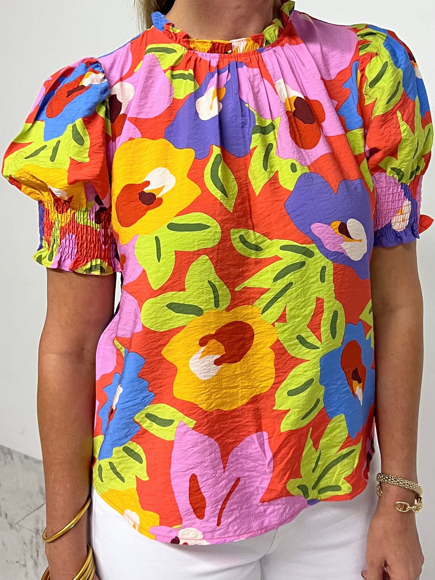 Garden Delight Smocked Sleeve Top - FINAL SALE