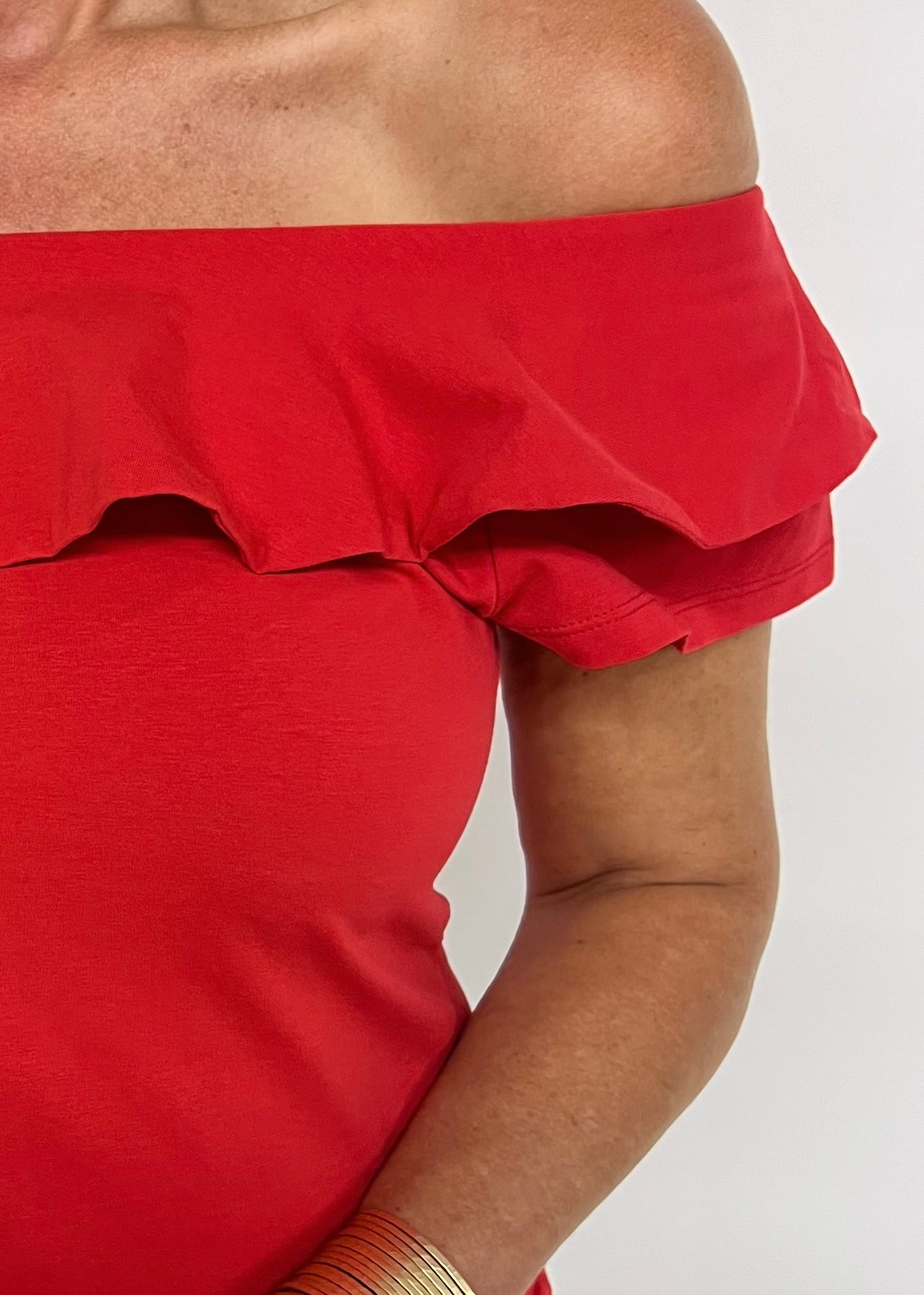 Rowe Off The Shoulder Top (Red)-FINAL SALE