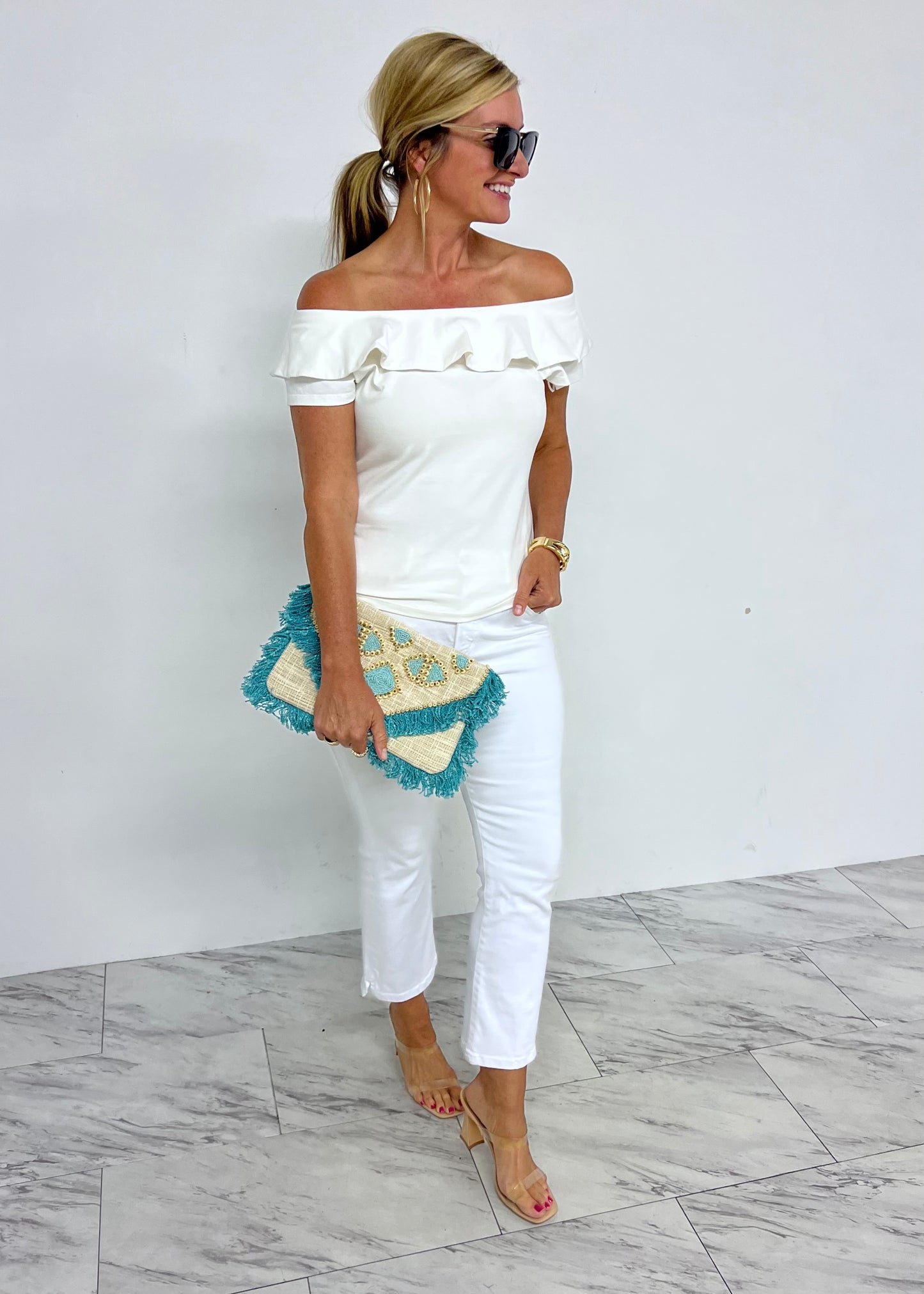 Rowe Off The Shoulder Top (White)