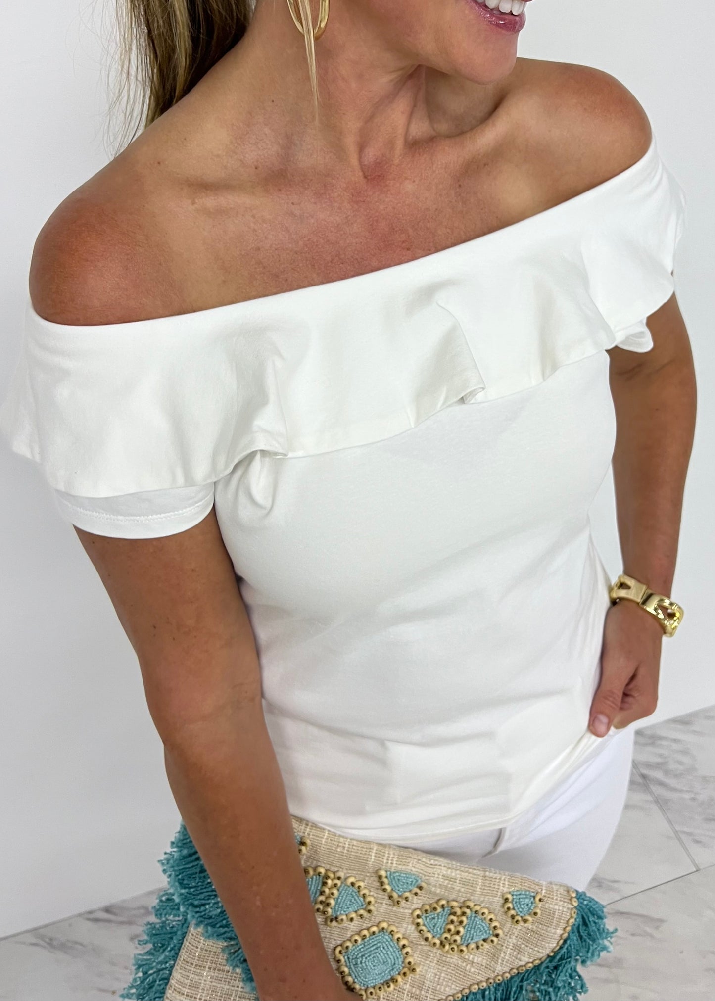 Rowe Off The Shoulder Top (White)