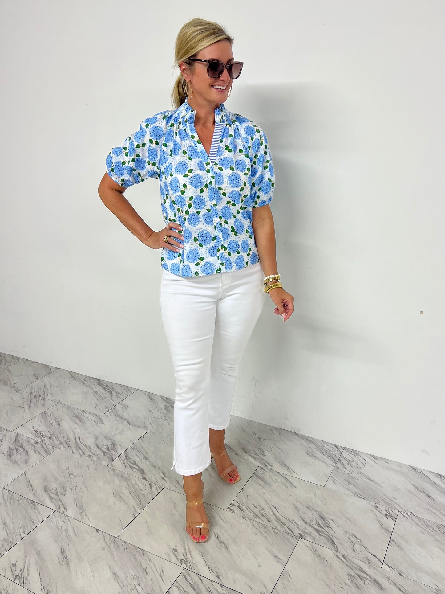 Heavenly Hydrangea Top (white)-FINAL SALE