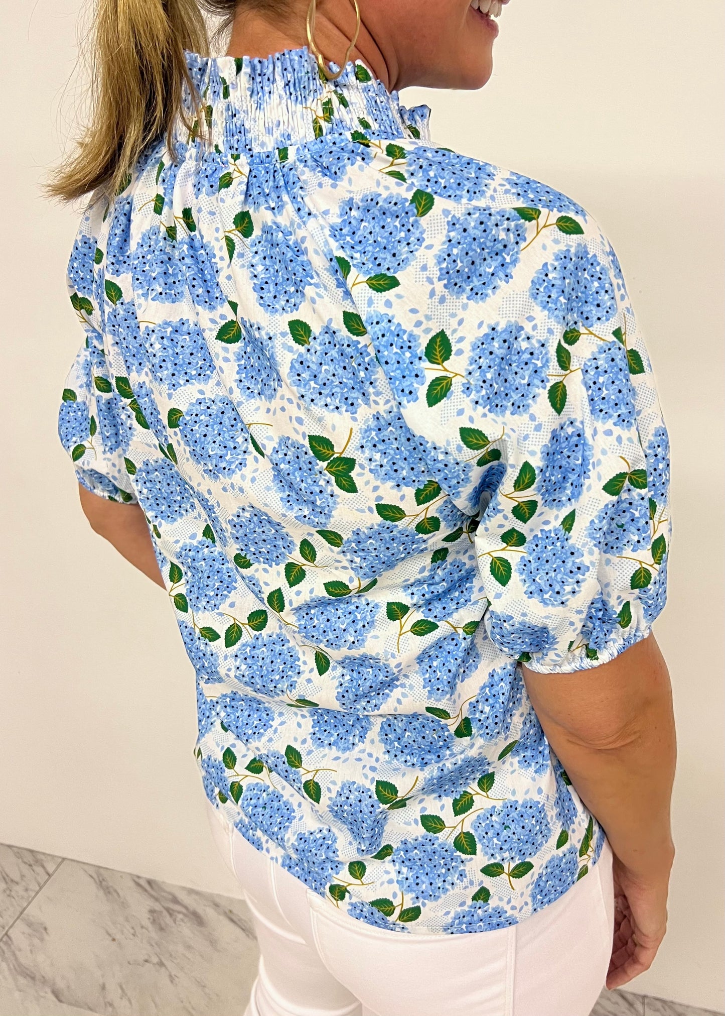 Heavenly Hydrangea Top (white)-FINAL SALE