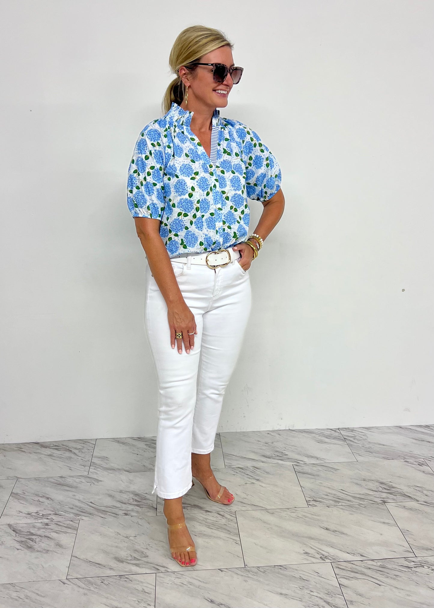 Heavenly Hydrangea Top (white)-FINAL SALE