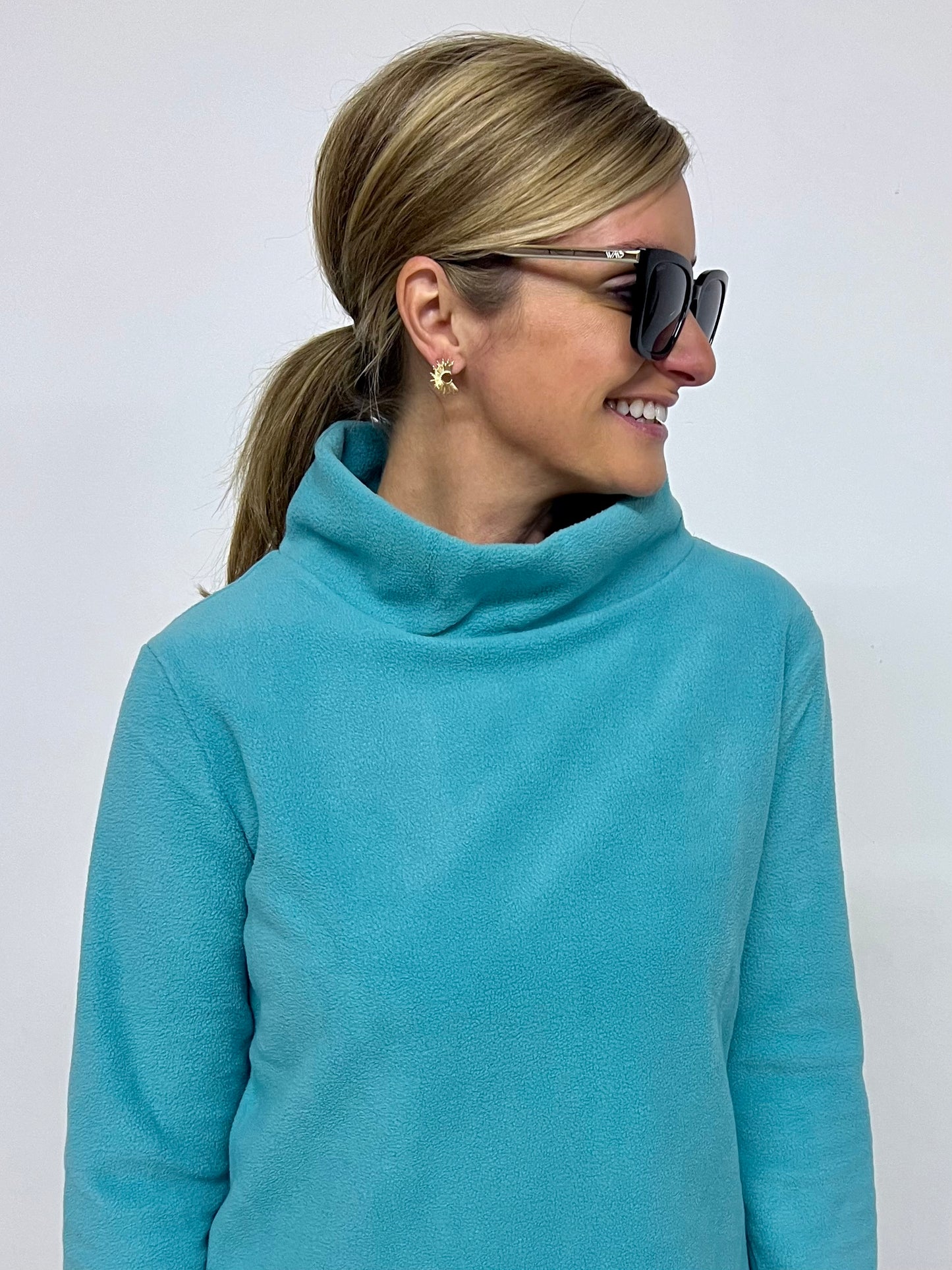 The Hampton Fleece Funnel Neck Top(Mint) - FINAL SALE