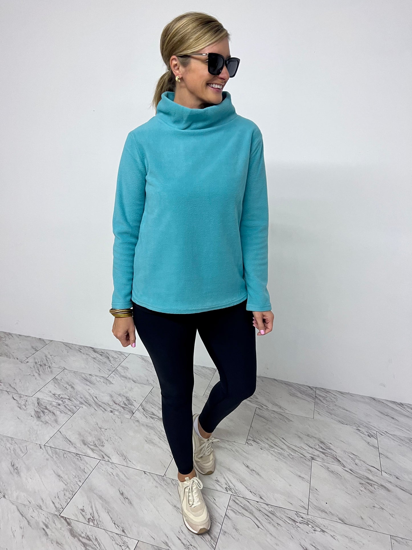 The Hampton Fleece Funnel Neck Top(Mint) - FINAL SALE