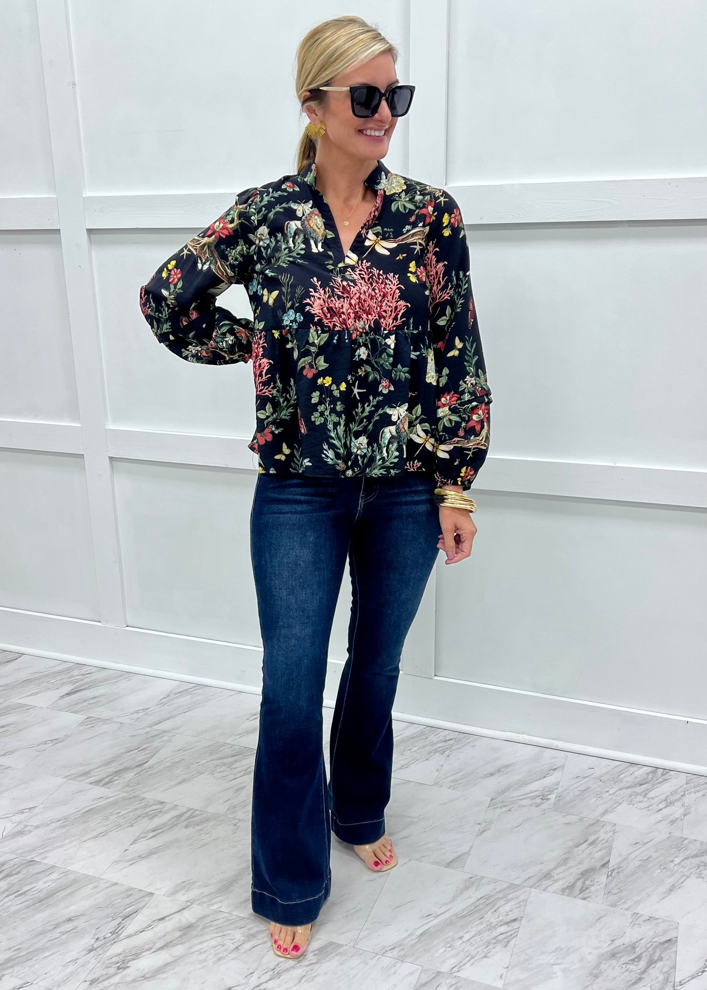 In The Jungle Print V.Neck Top