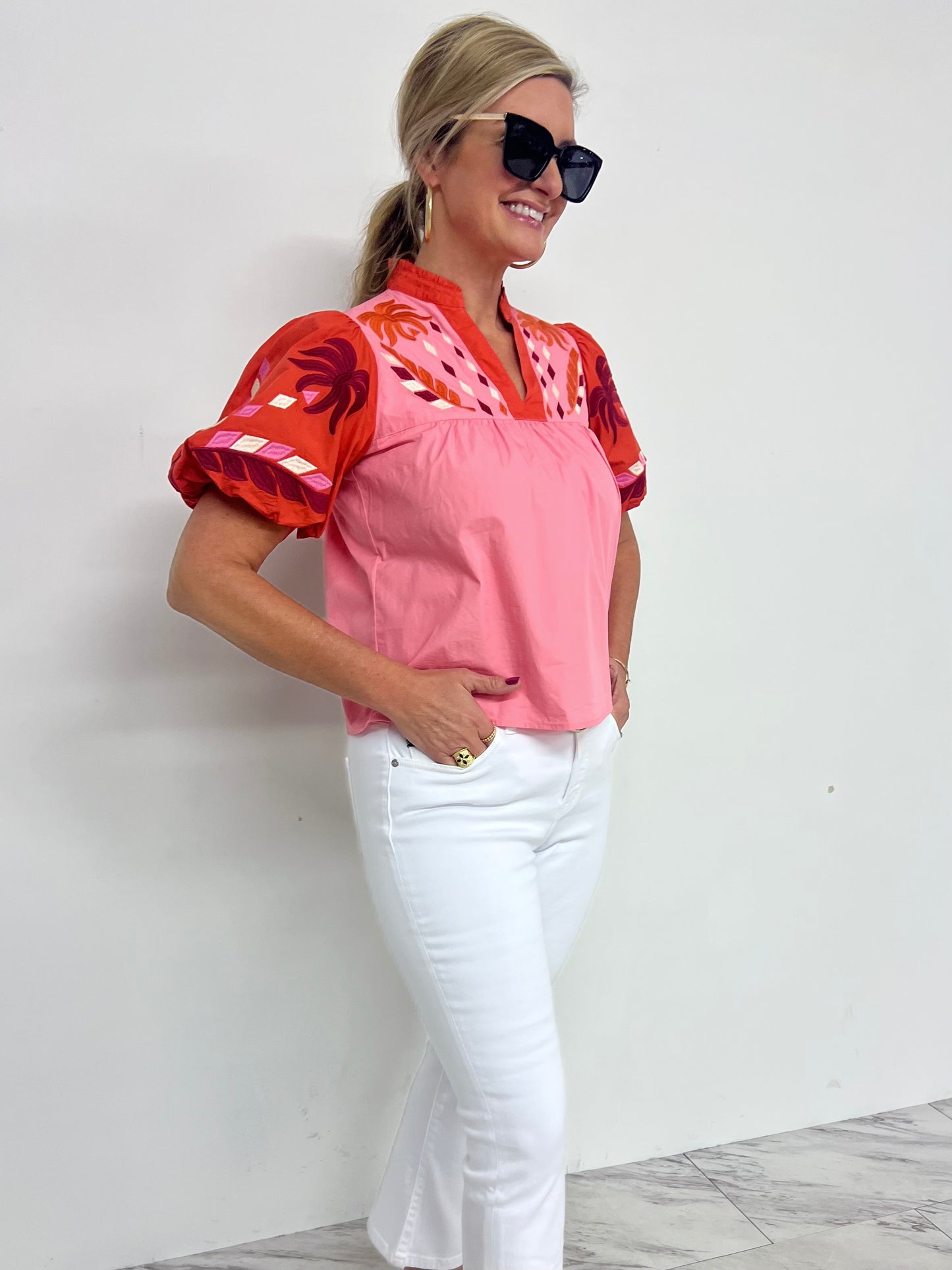 Elise Embroidered Top-FINAL SALE