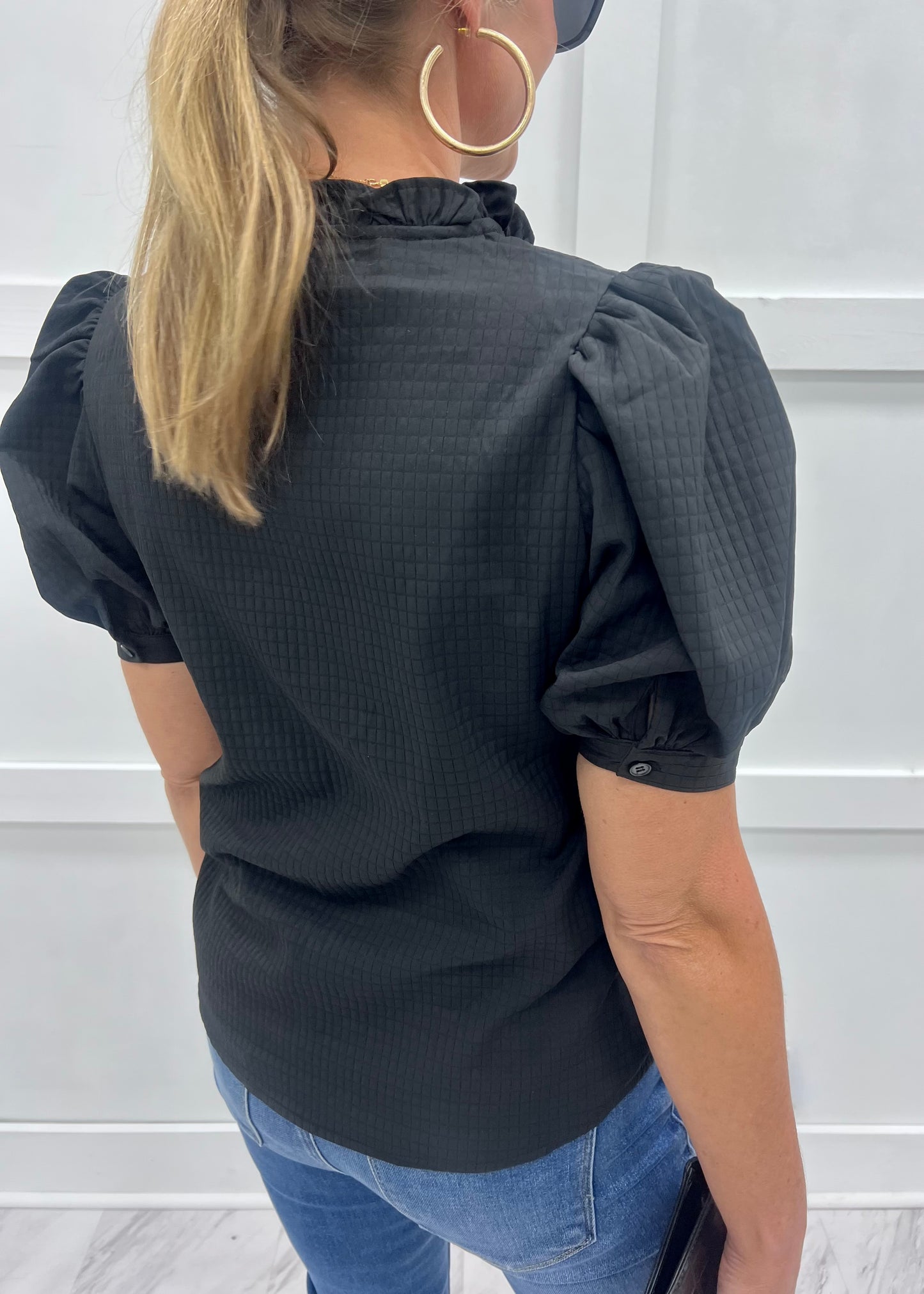 Penny Puff Sleeve Top (Black)