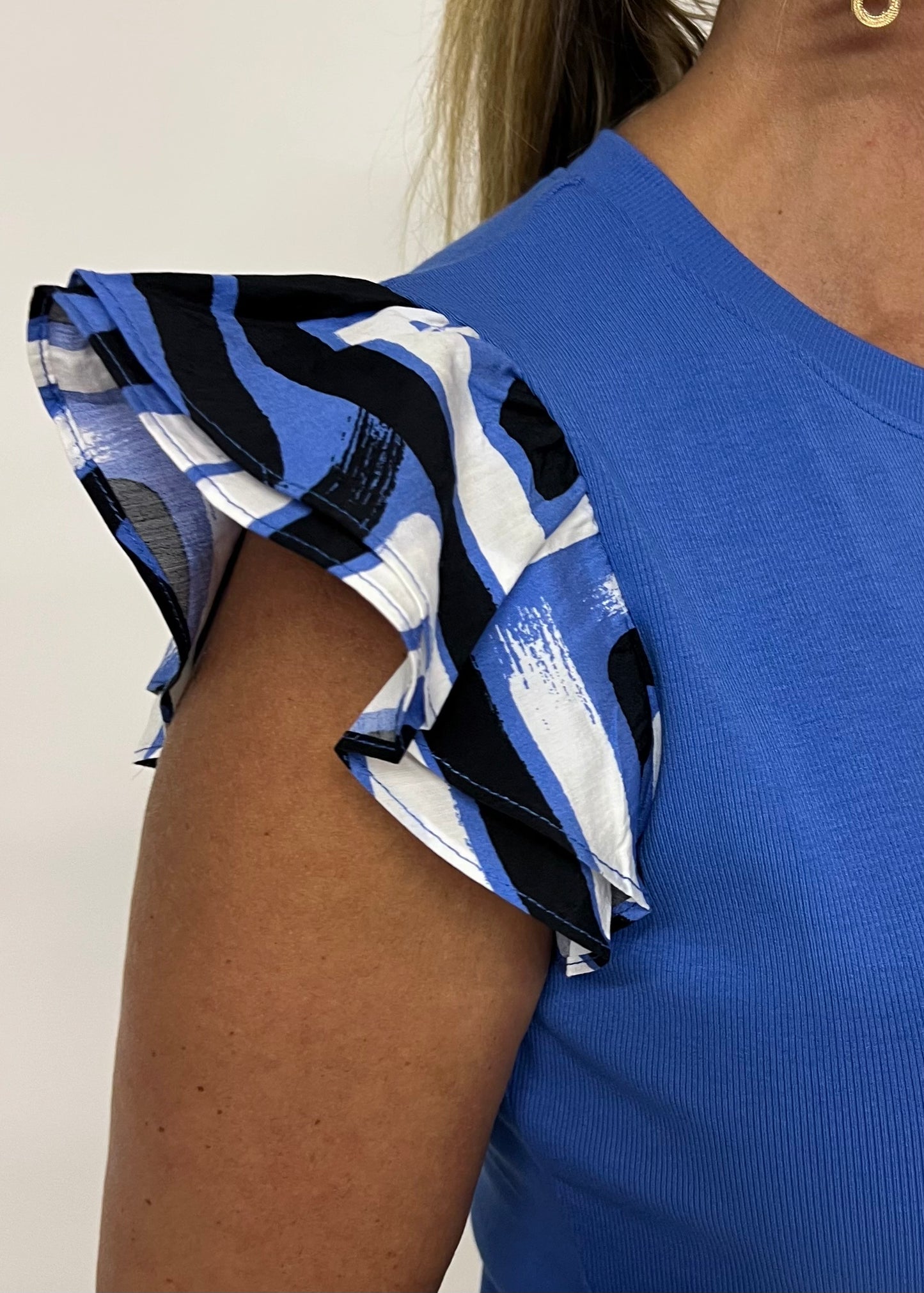 Azul Blue Flutter Sleeve Top - FINAL SALE