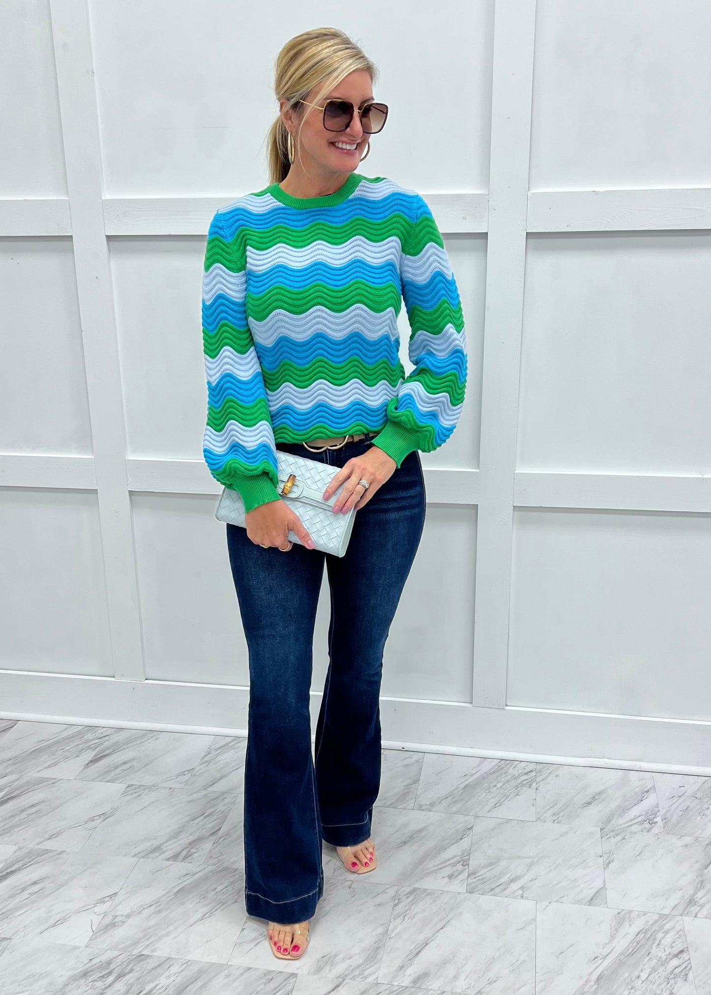 Zoe Knit Wavy Stripe Sweater