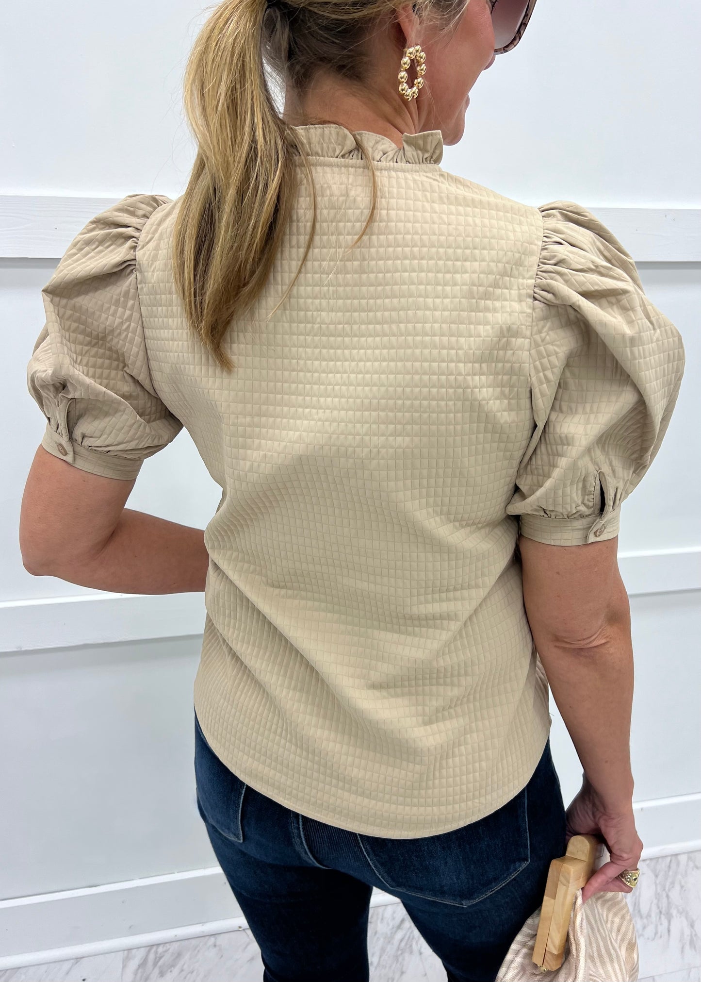 Penny Puff Sleeve Top (Beige)