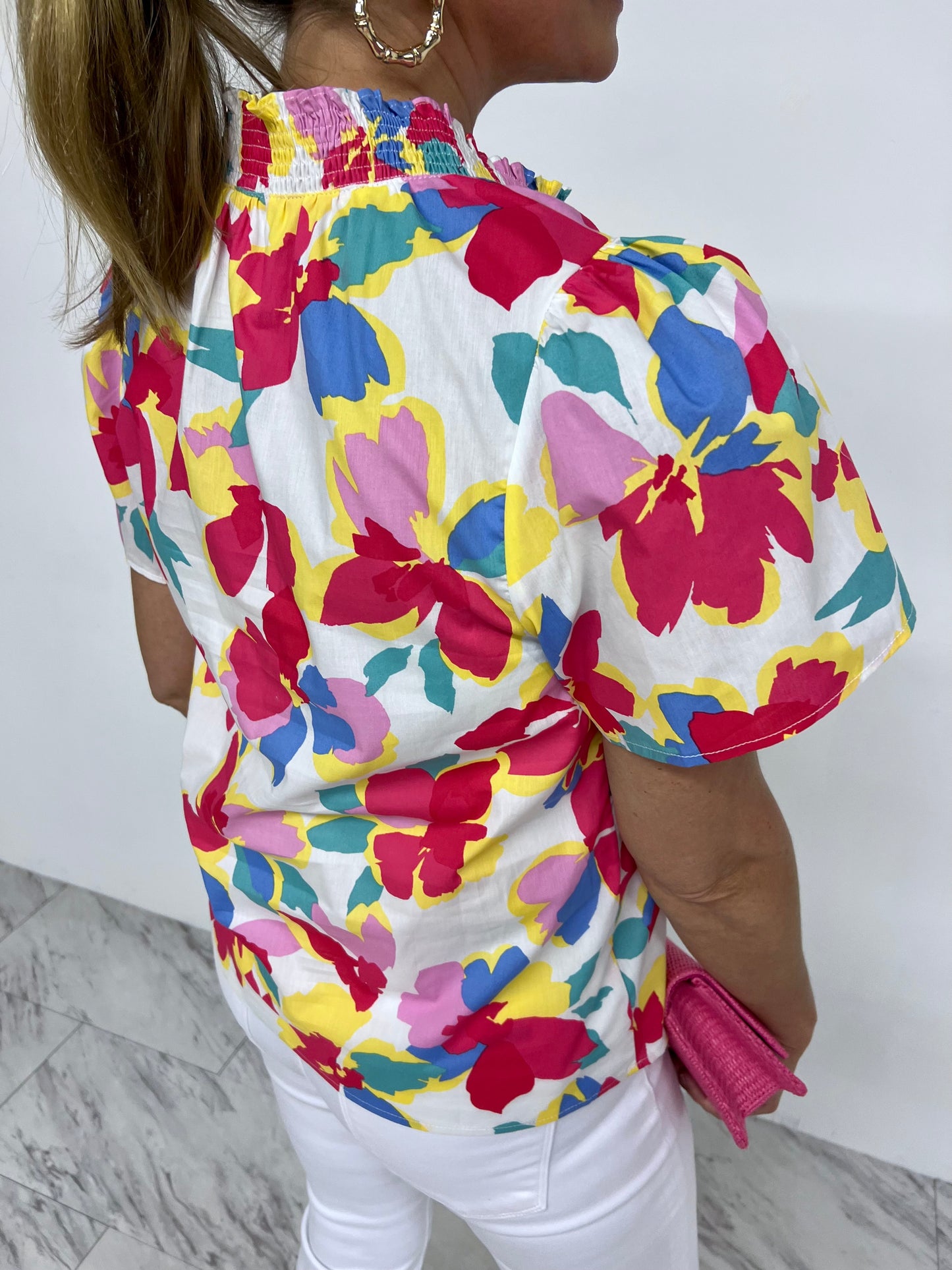 Bloom V.Neck Short Sleeve Top - FINAL SALE