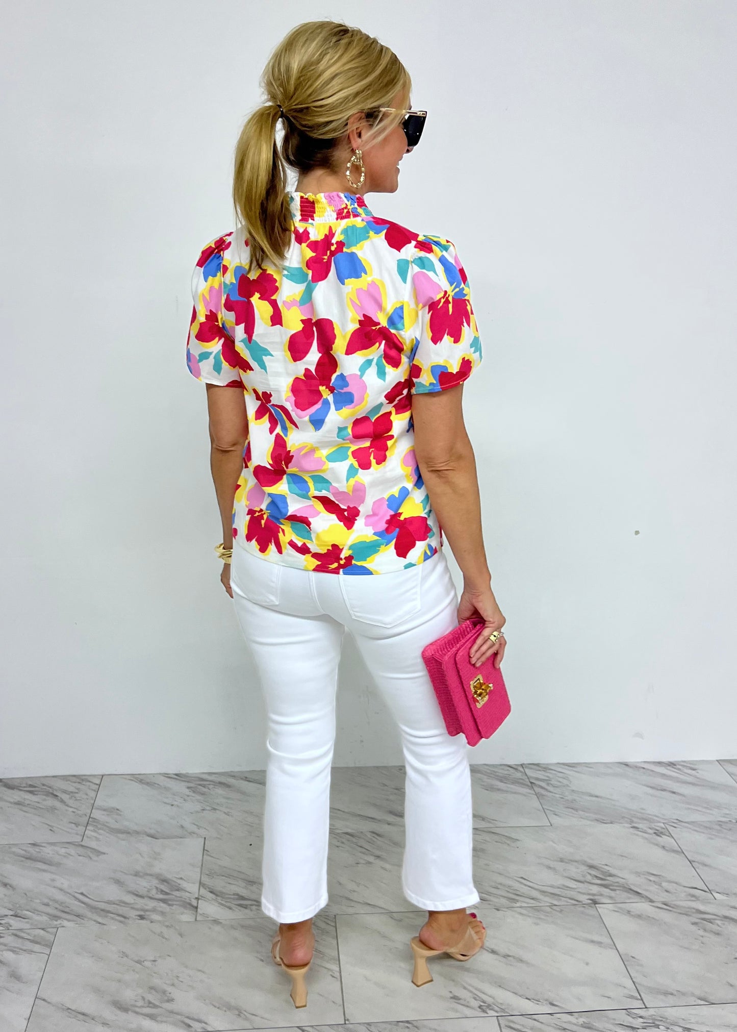 Bloom V.Neck Short Sleeve Top - FINAL SALE