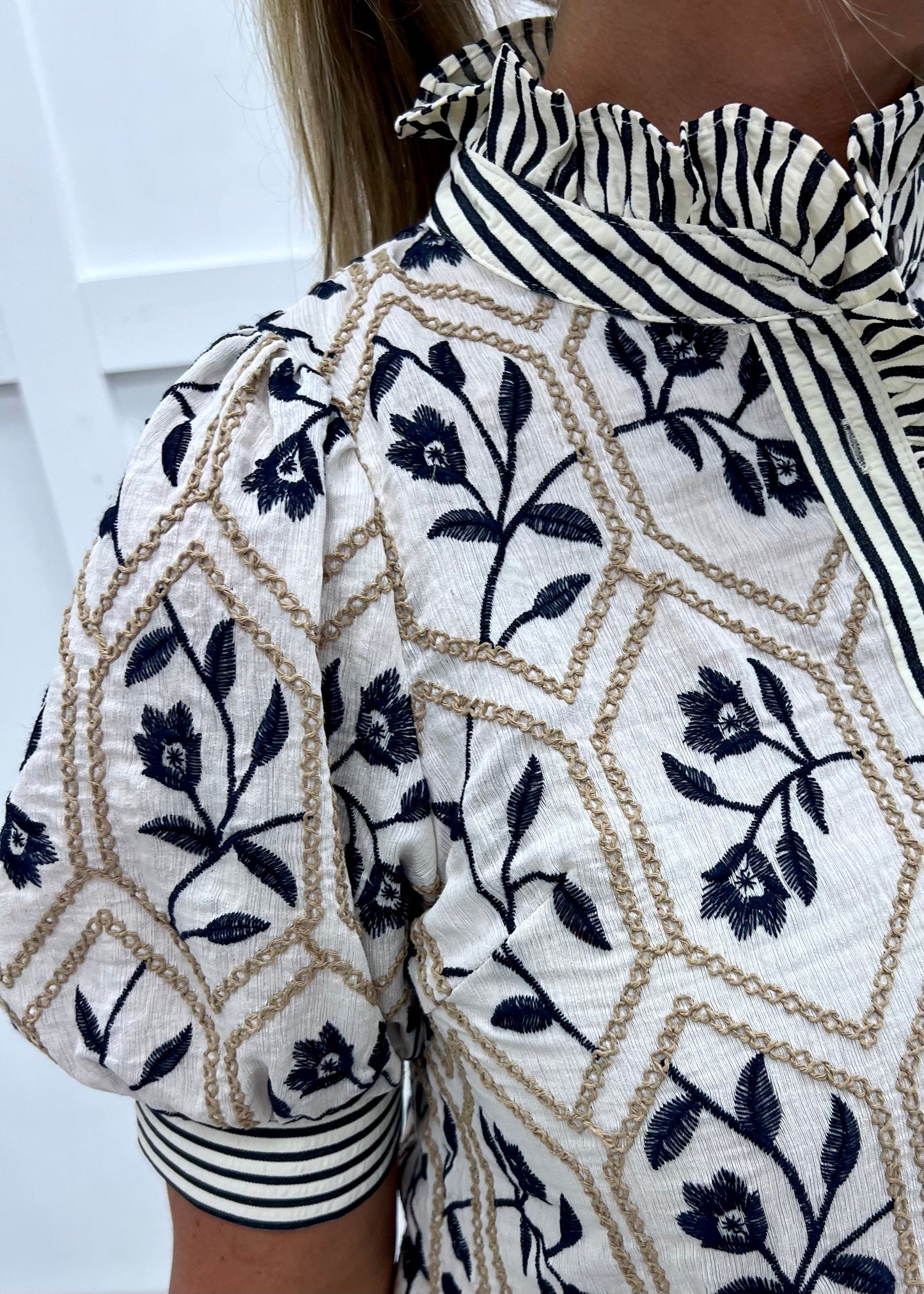 As She Goes Flower + Stripe Top
