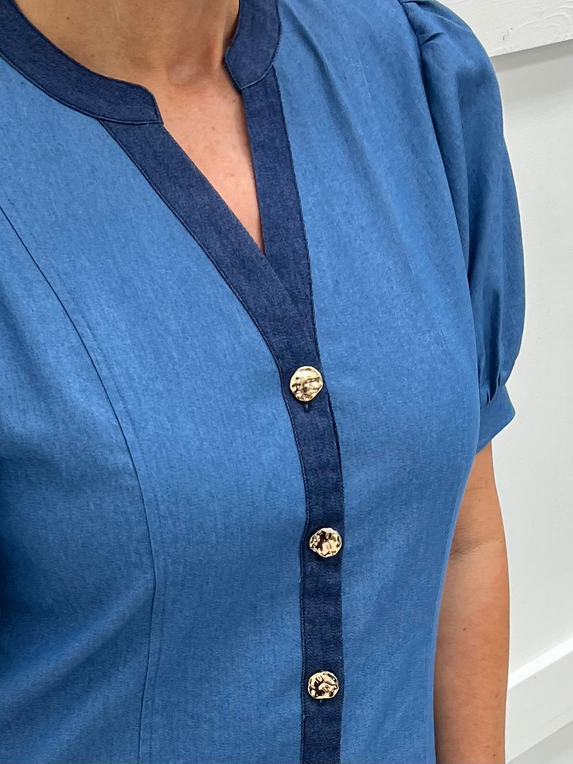 Delta Denim Button Front Dress-FINAL SALE – shop chartreuse