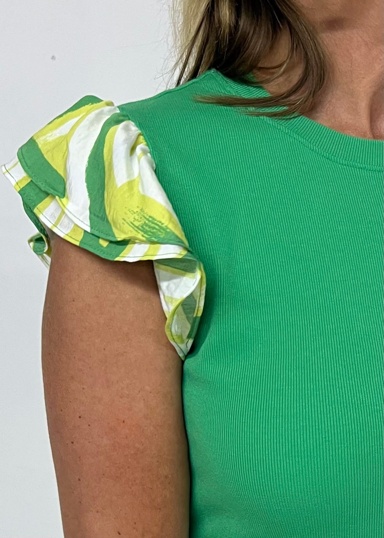 Verde Green Flutter Sleeve Top-FINAL SALE
