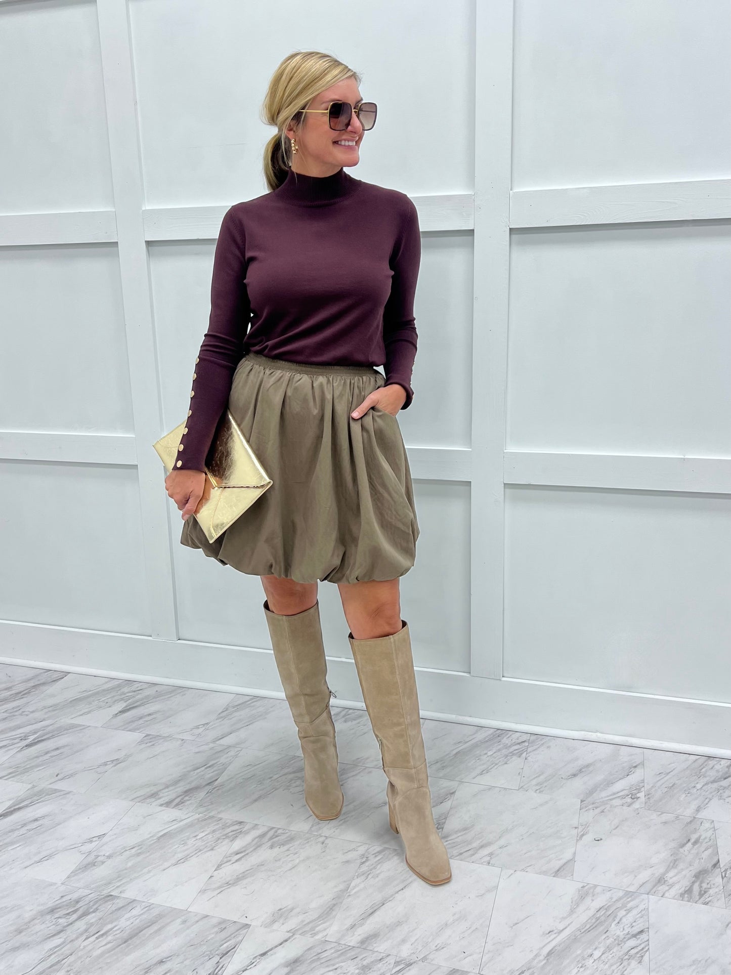 Brynn Bubble Skirt (Brown)