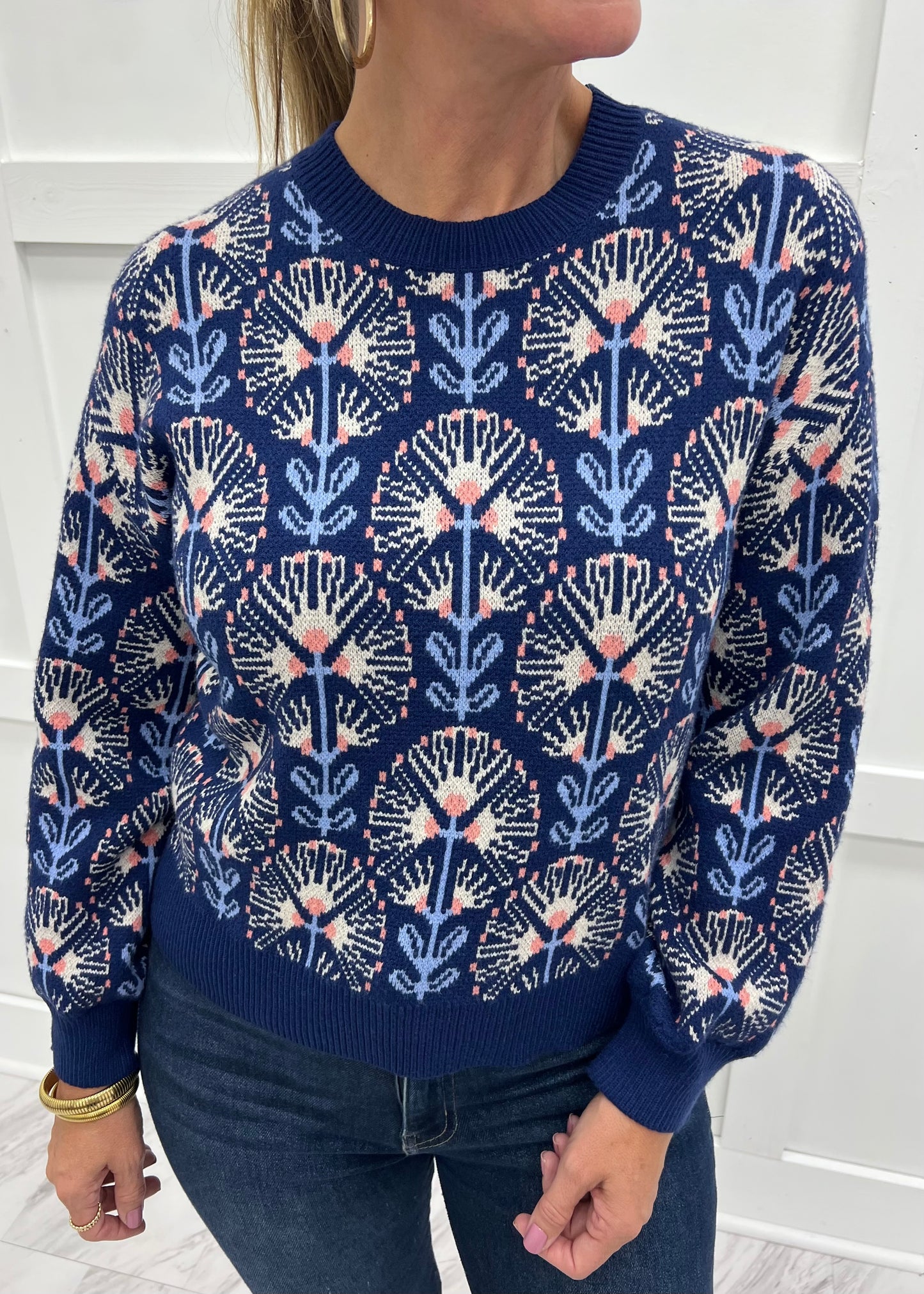 Felicity Flower Sweater (Navy)