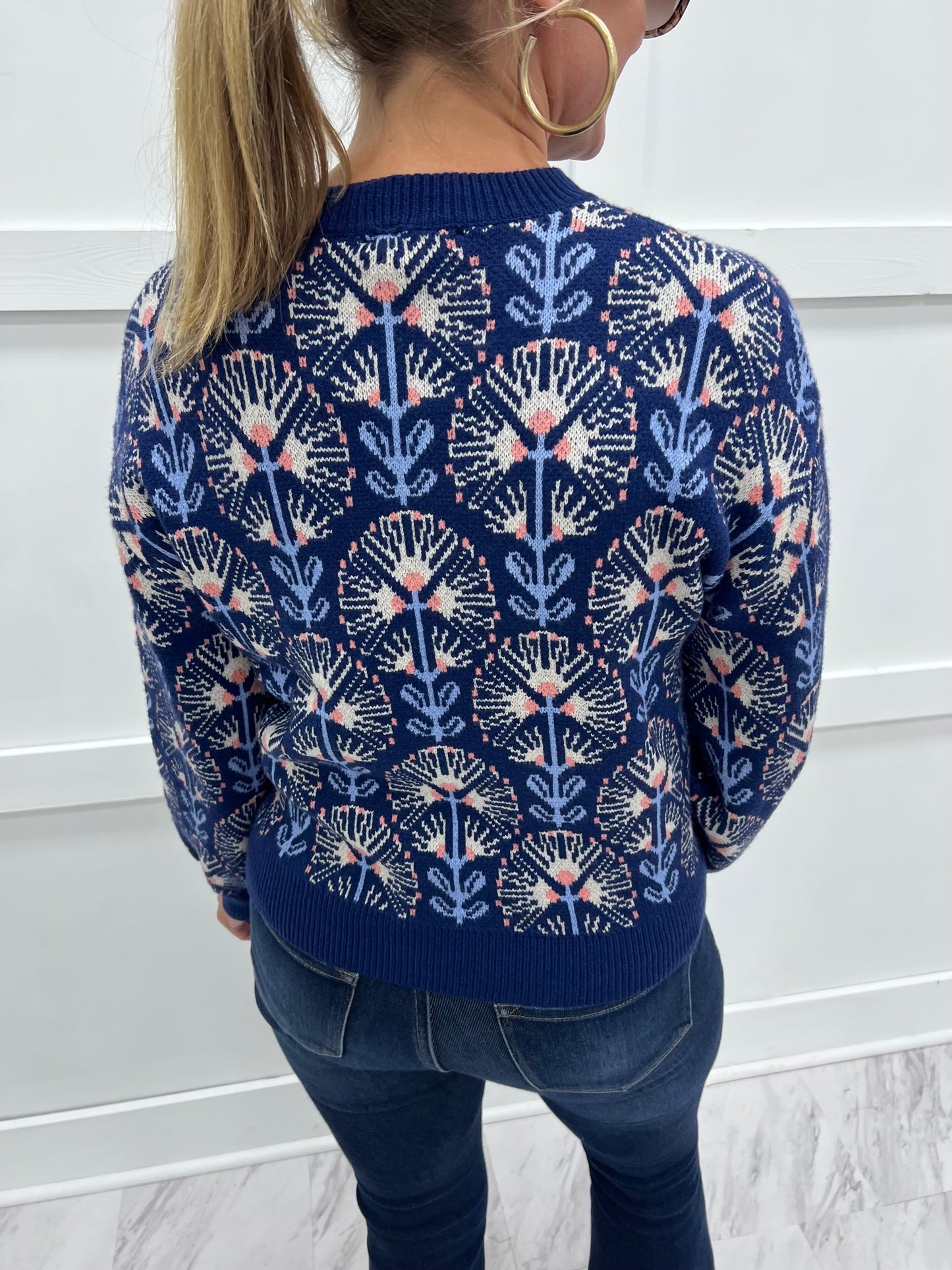 Felicity Flower Sweater (Navy)
