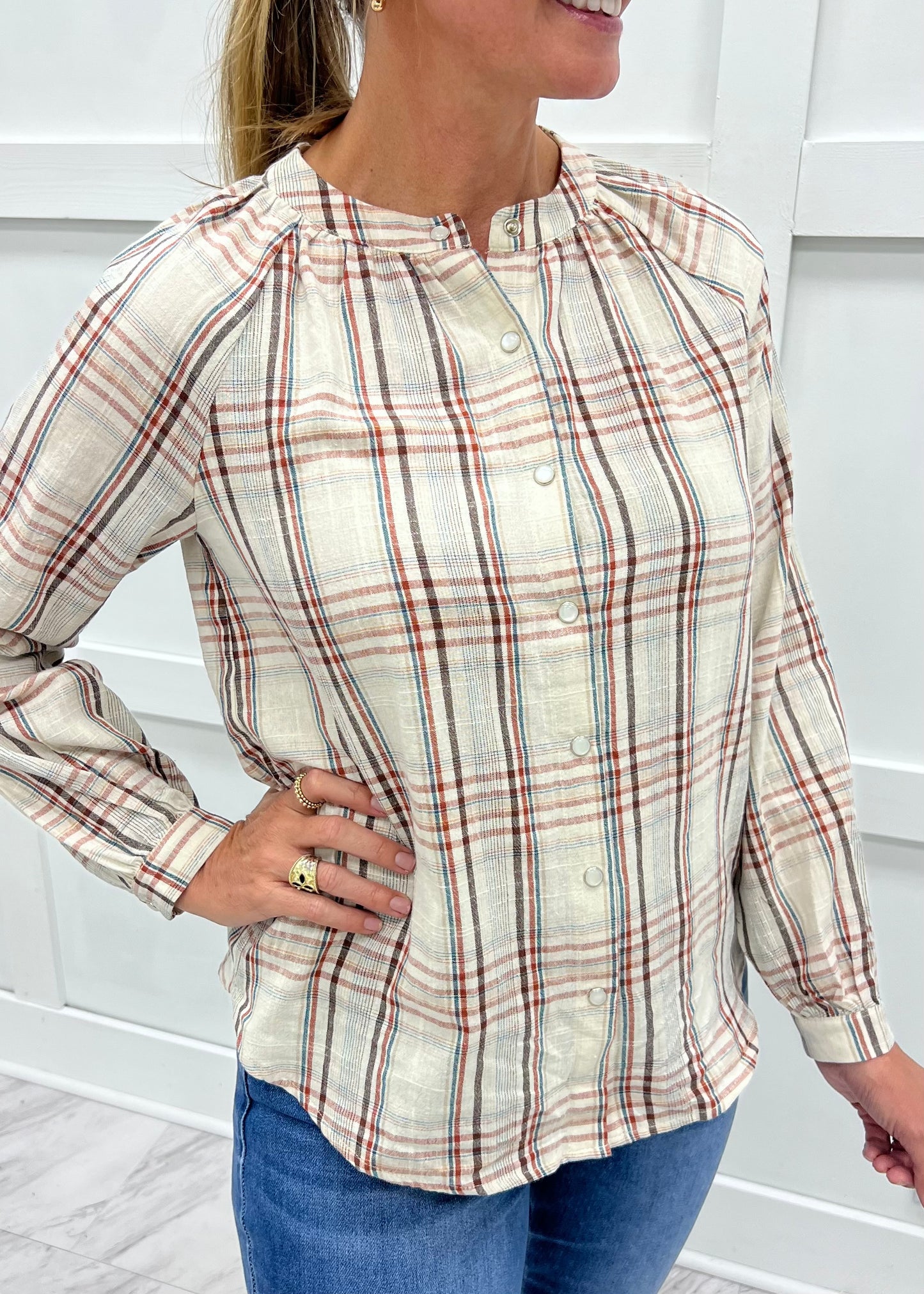 Southern Sweetheart Plaid Top