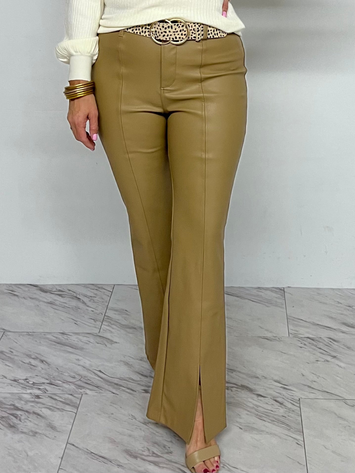 Madison Camel Leather Pants - Main Image